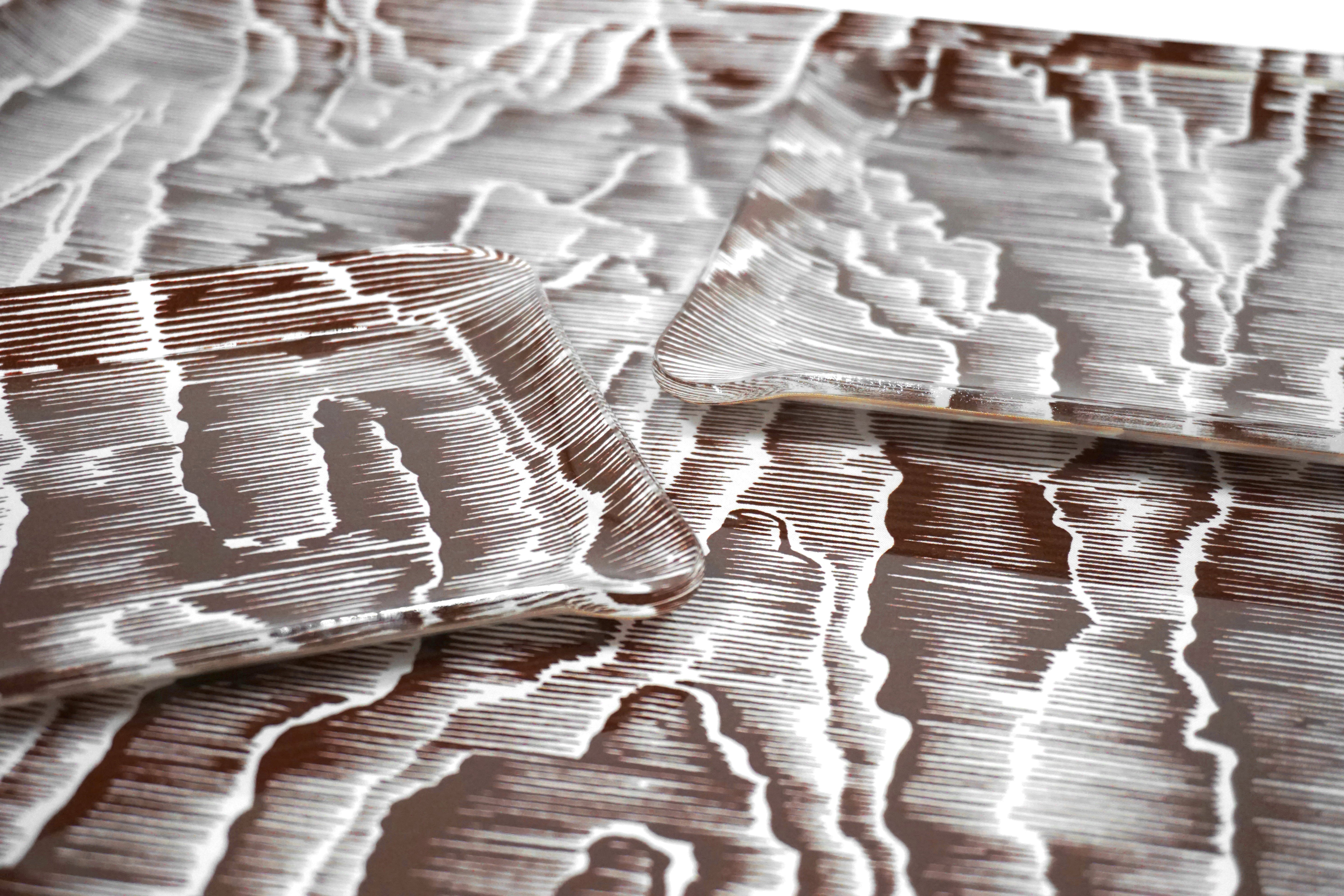 Bois de Moiré Brown Laminated Trays