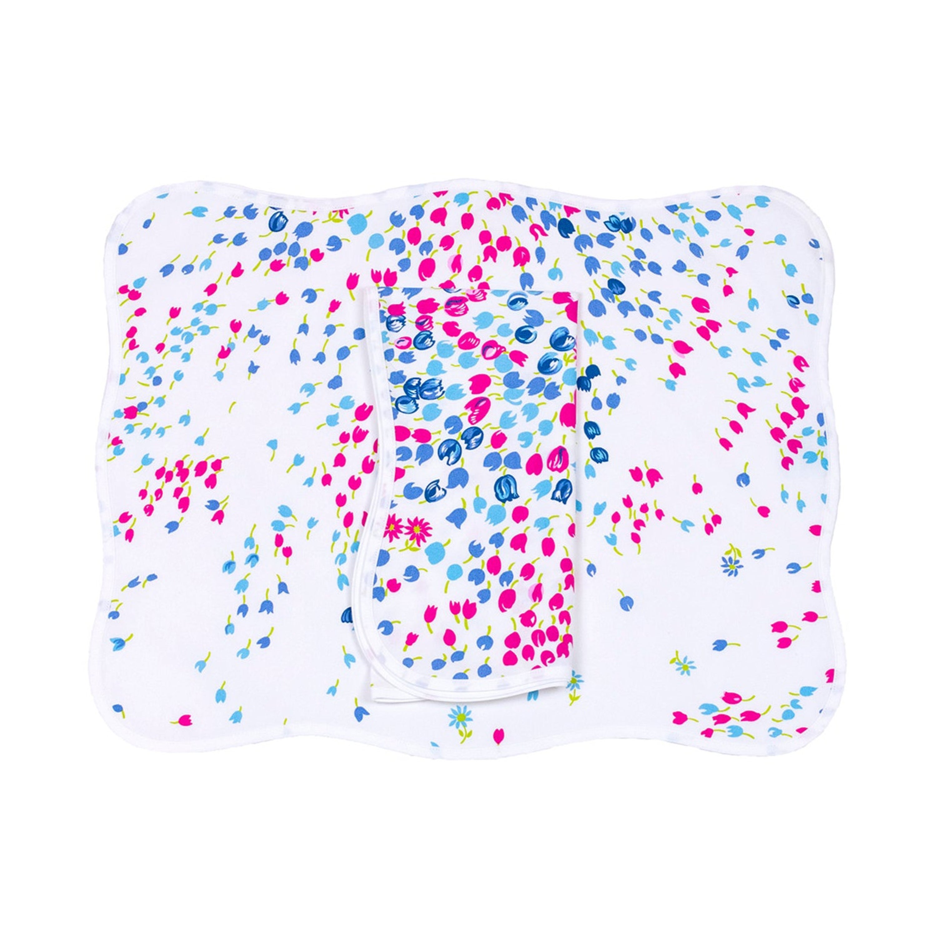 Bouquet Eclaté Blue Printed Placemat/Napkin Set