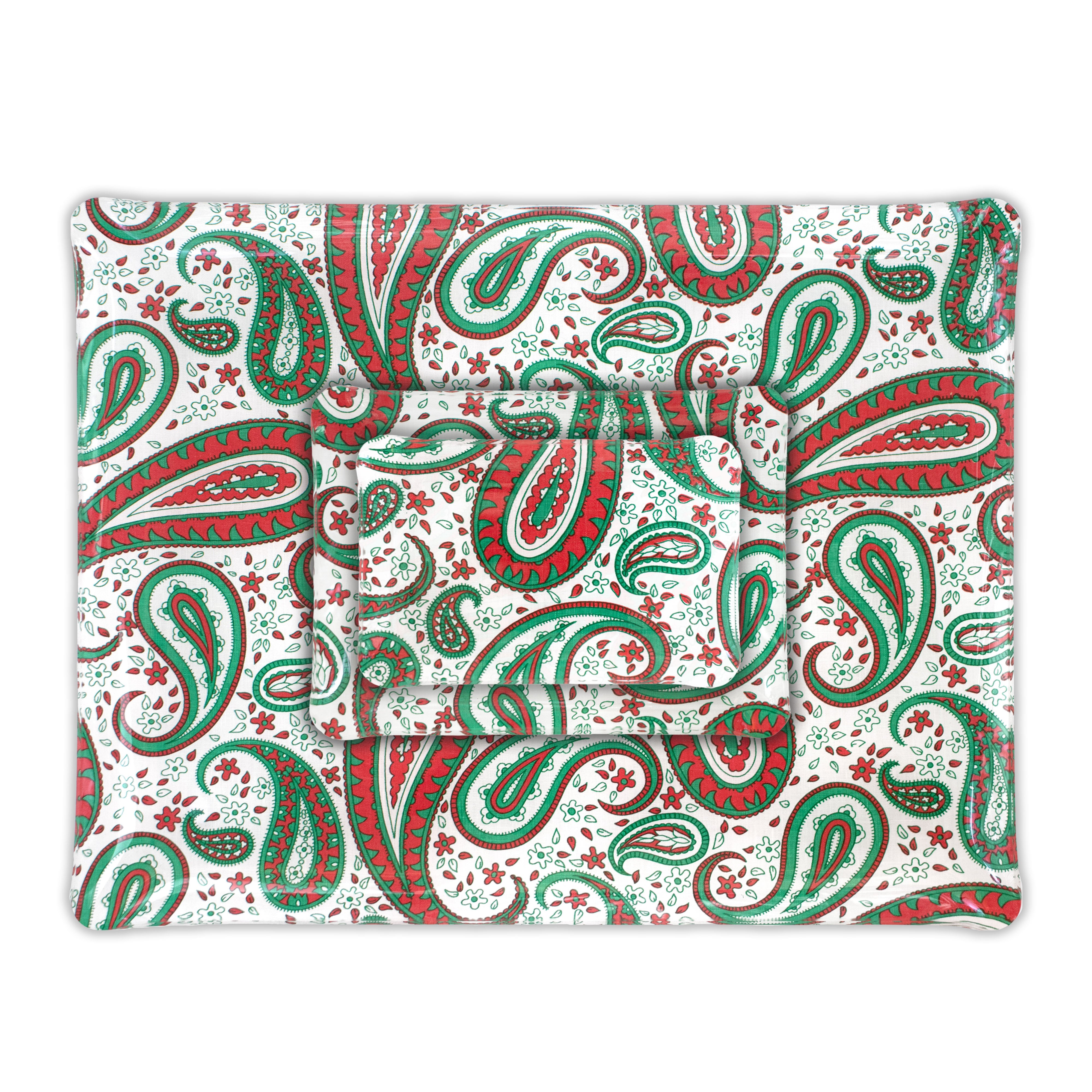 Cachemire Green/Red Laminated Trays