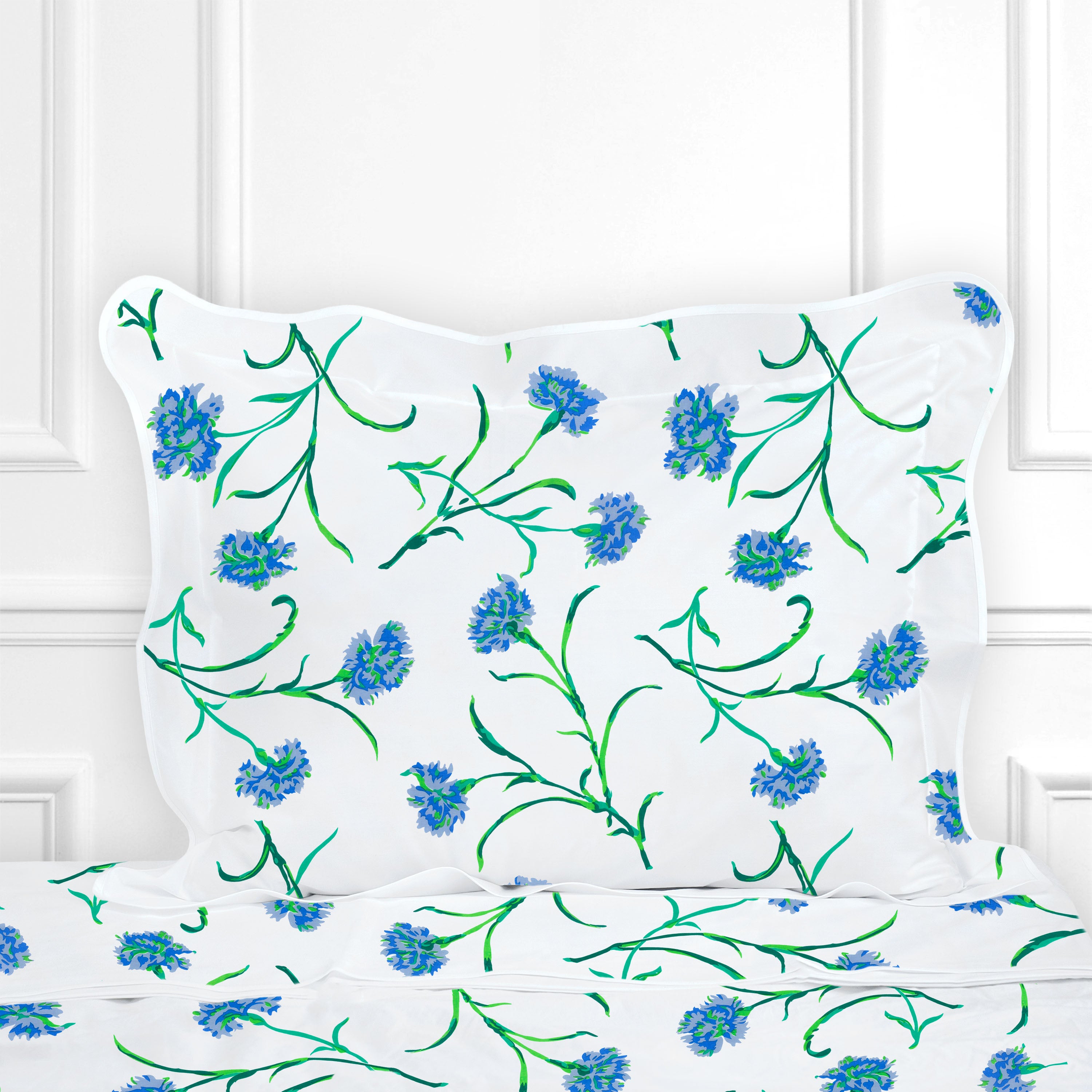 Carnations Blue/Green Bed Linens