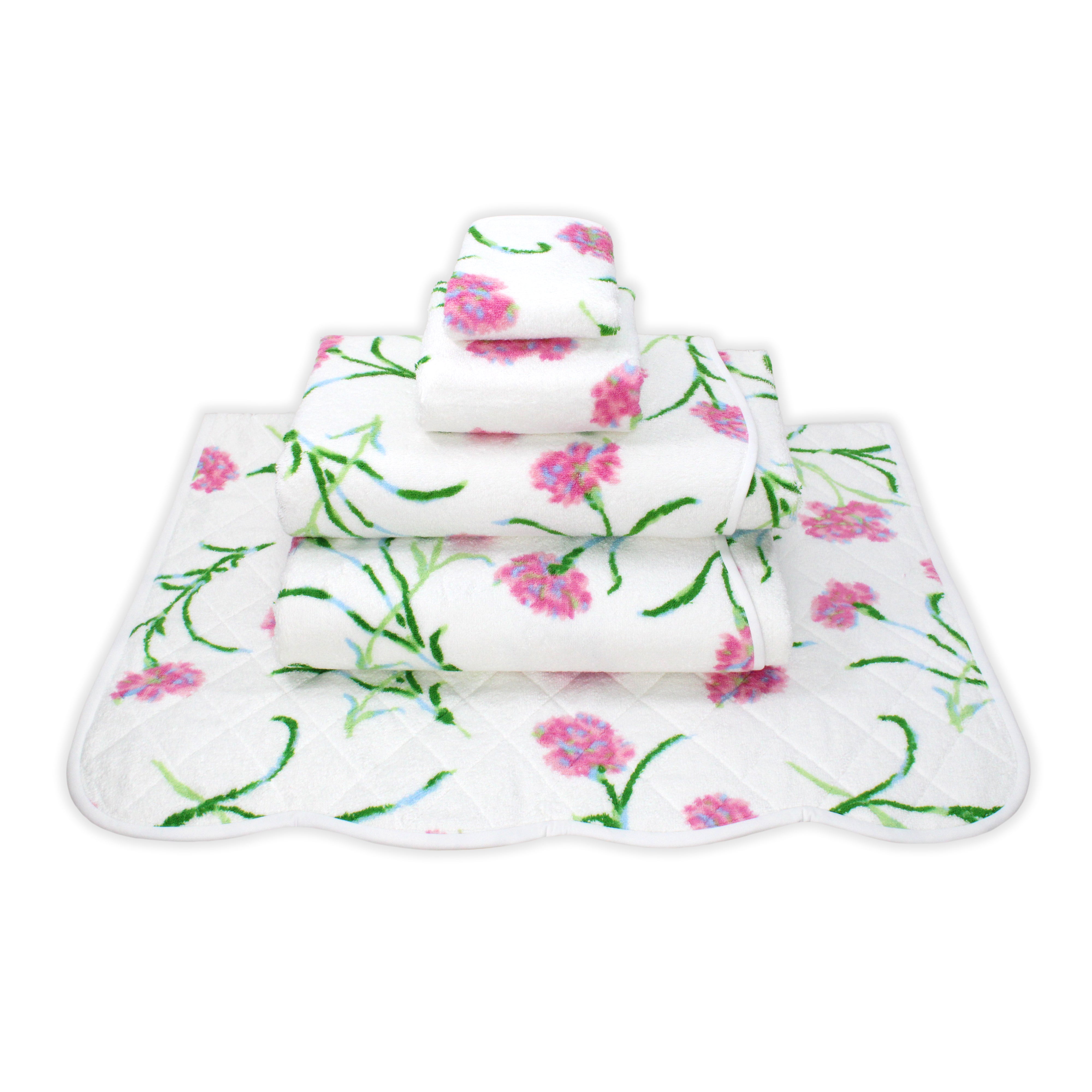 Carnations Pink/Green/Blue Towels