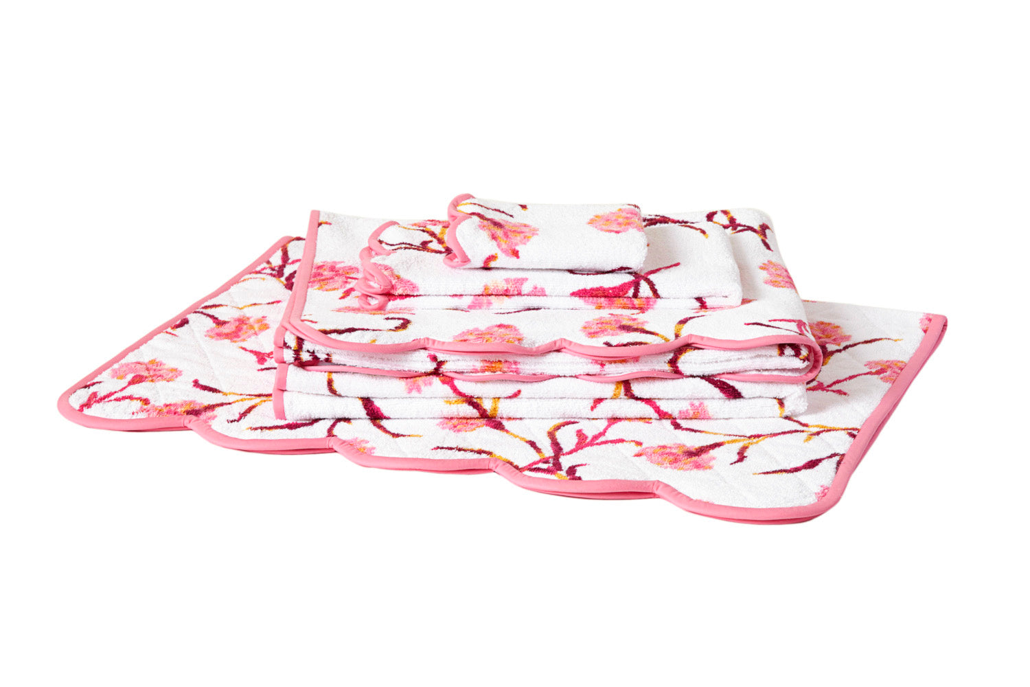 Carnations Pink/Burgundy Towels