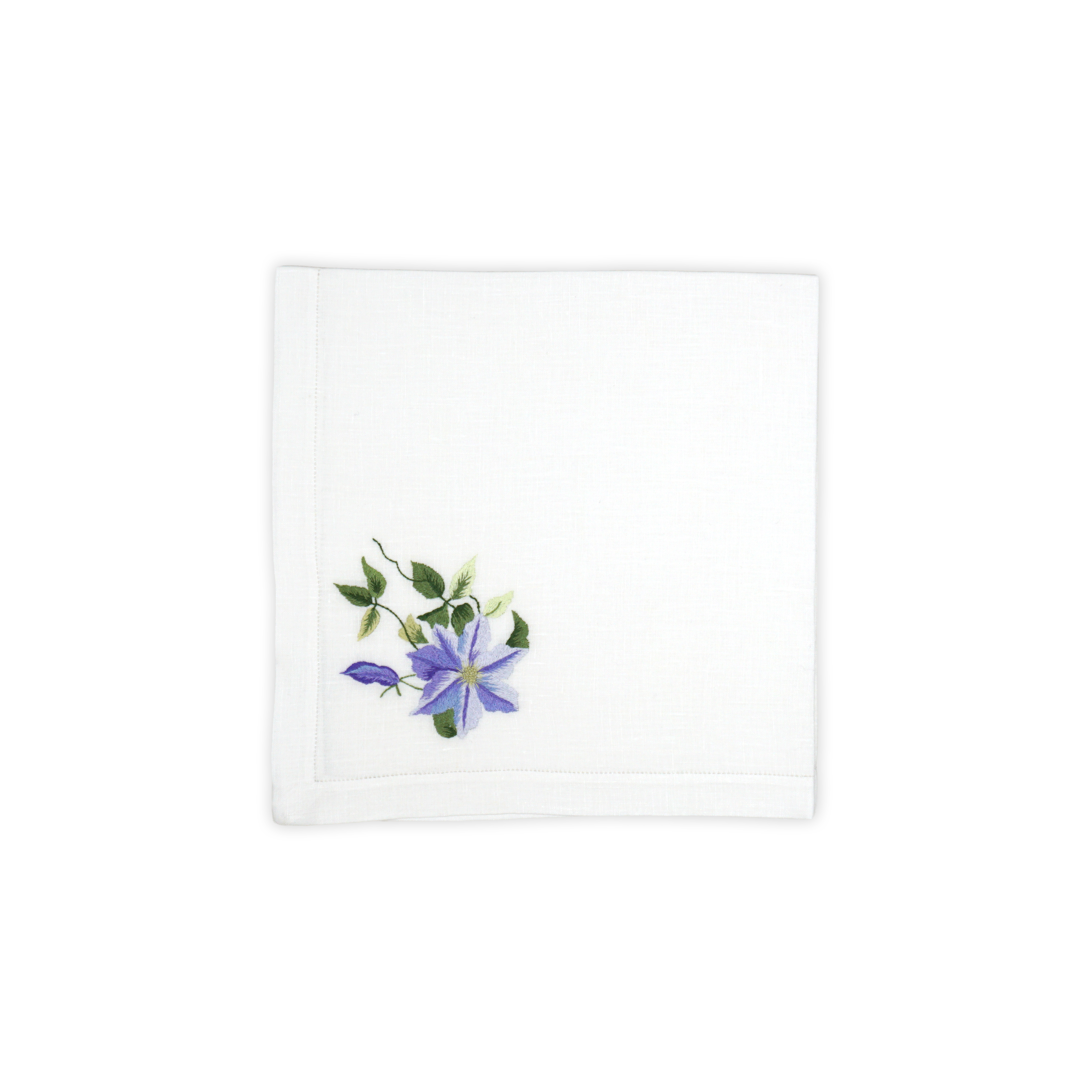 Clematis Blue Round Emb. Placemat/Napkin Sets