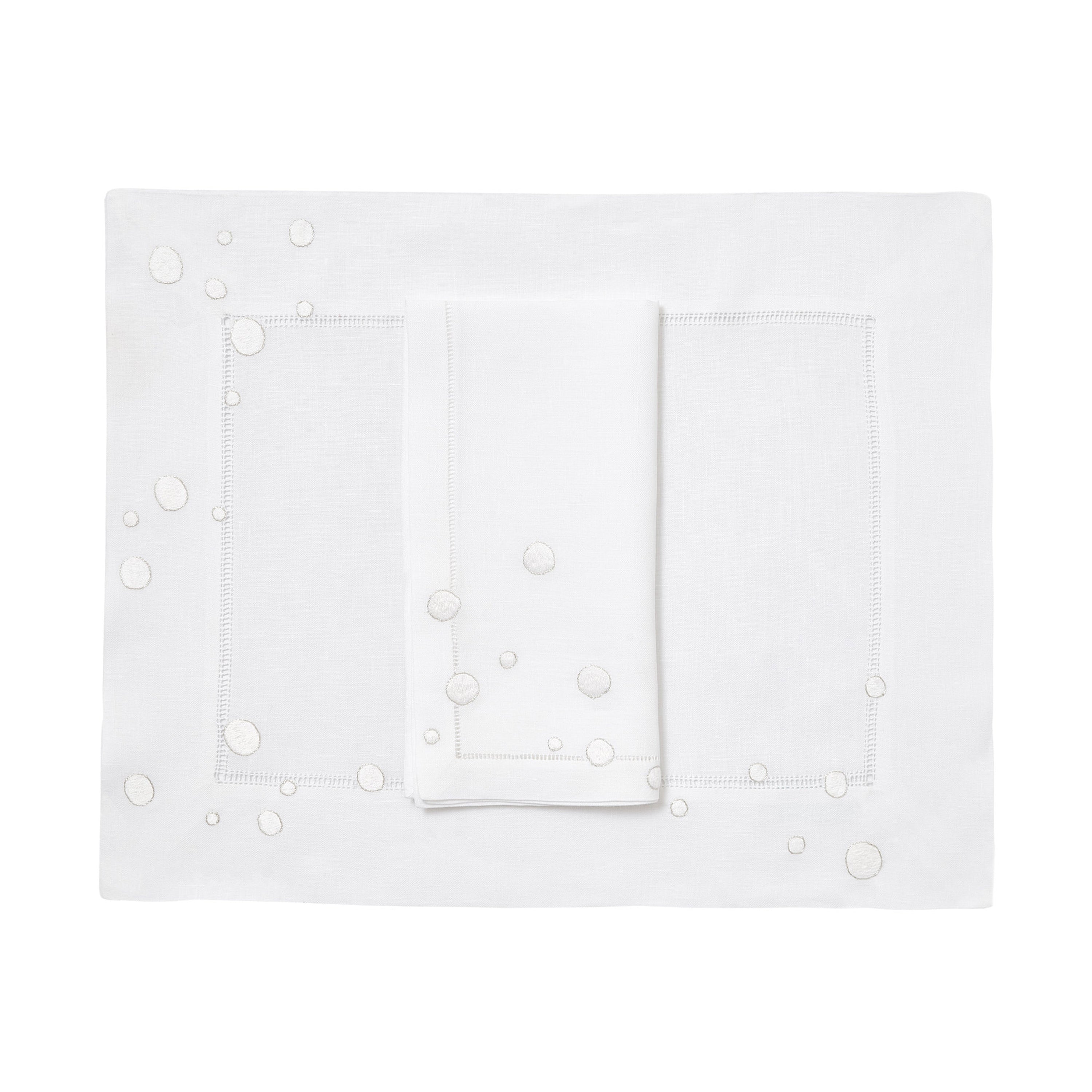 五彩纸屑白色嵌入。餐垫/餐巾套装