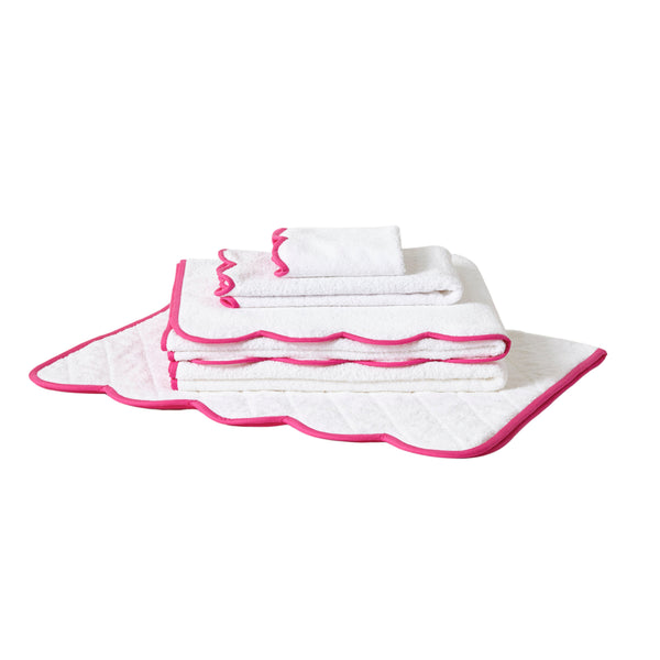 Solid White / #902 Dark Pink Scallop Towels