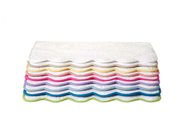 Solid White / #612 Lime Green Scallop Towels
