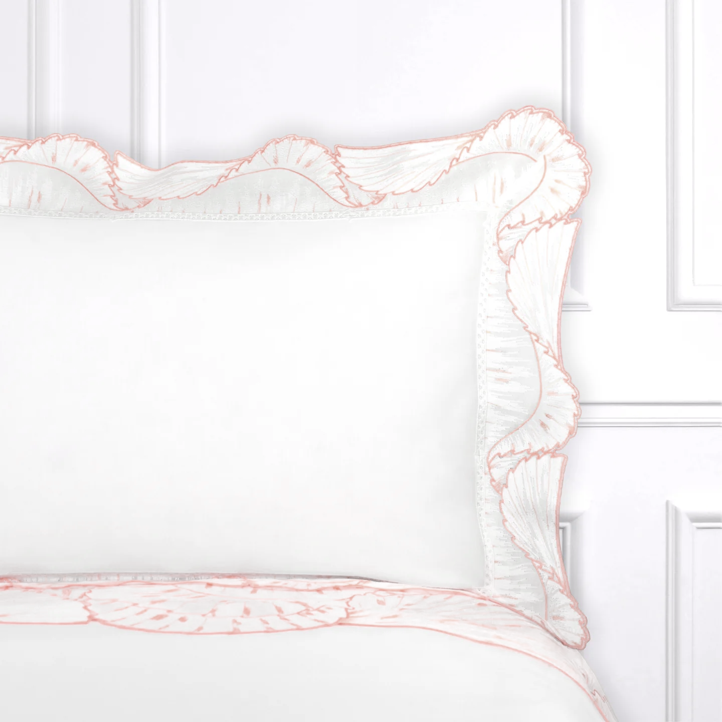 Eventail Pink Voile Emb. King Shams