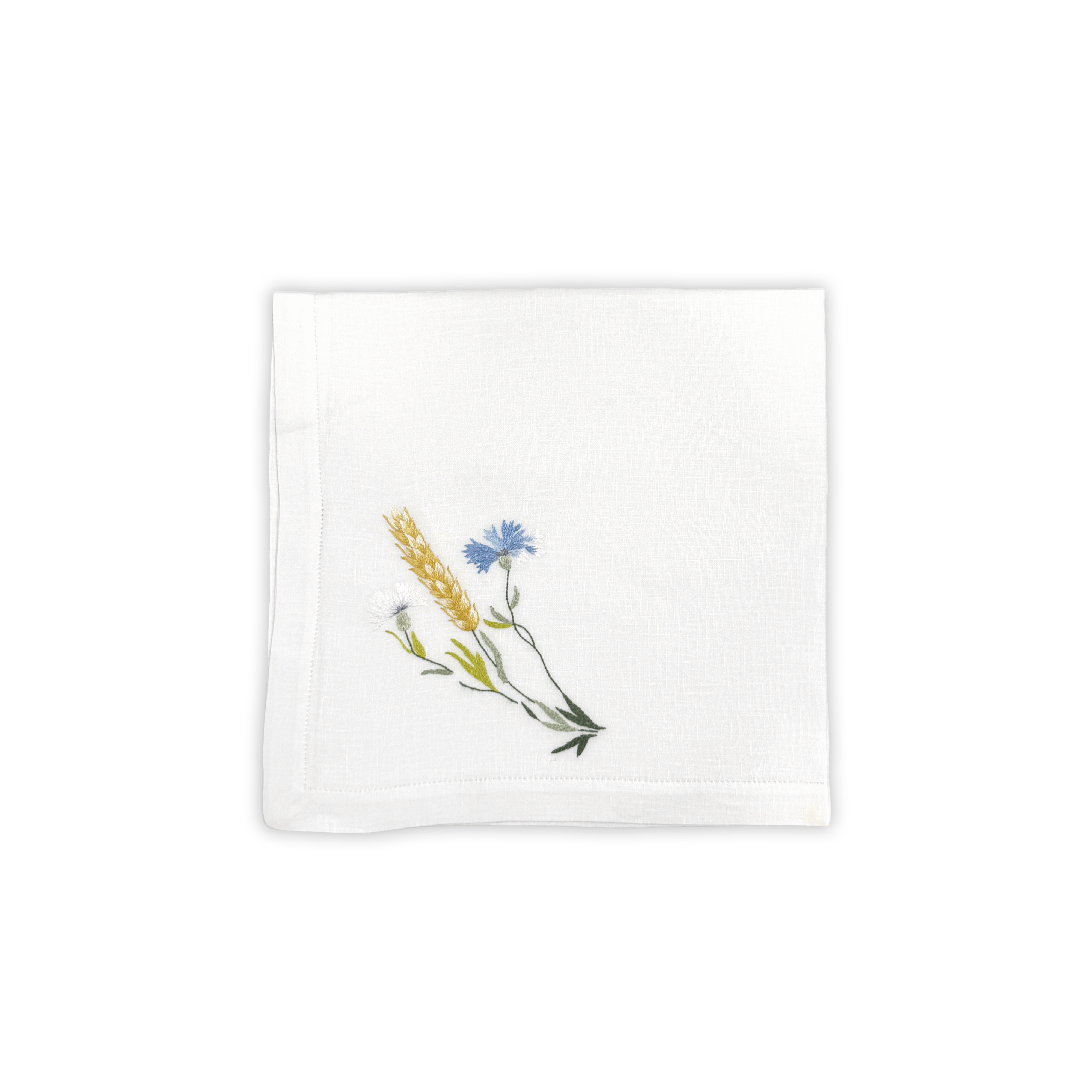 Fleurs Bleues Round Emb. Placemat/Napkin Sets