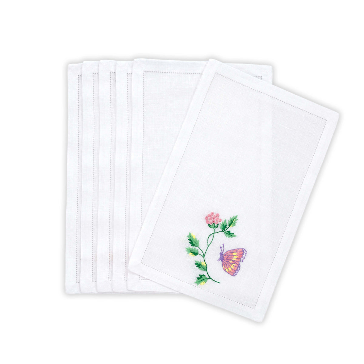 Fleurs et Papillons Emb. Cocktail Napkin Sets