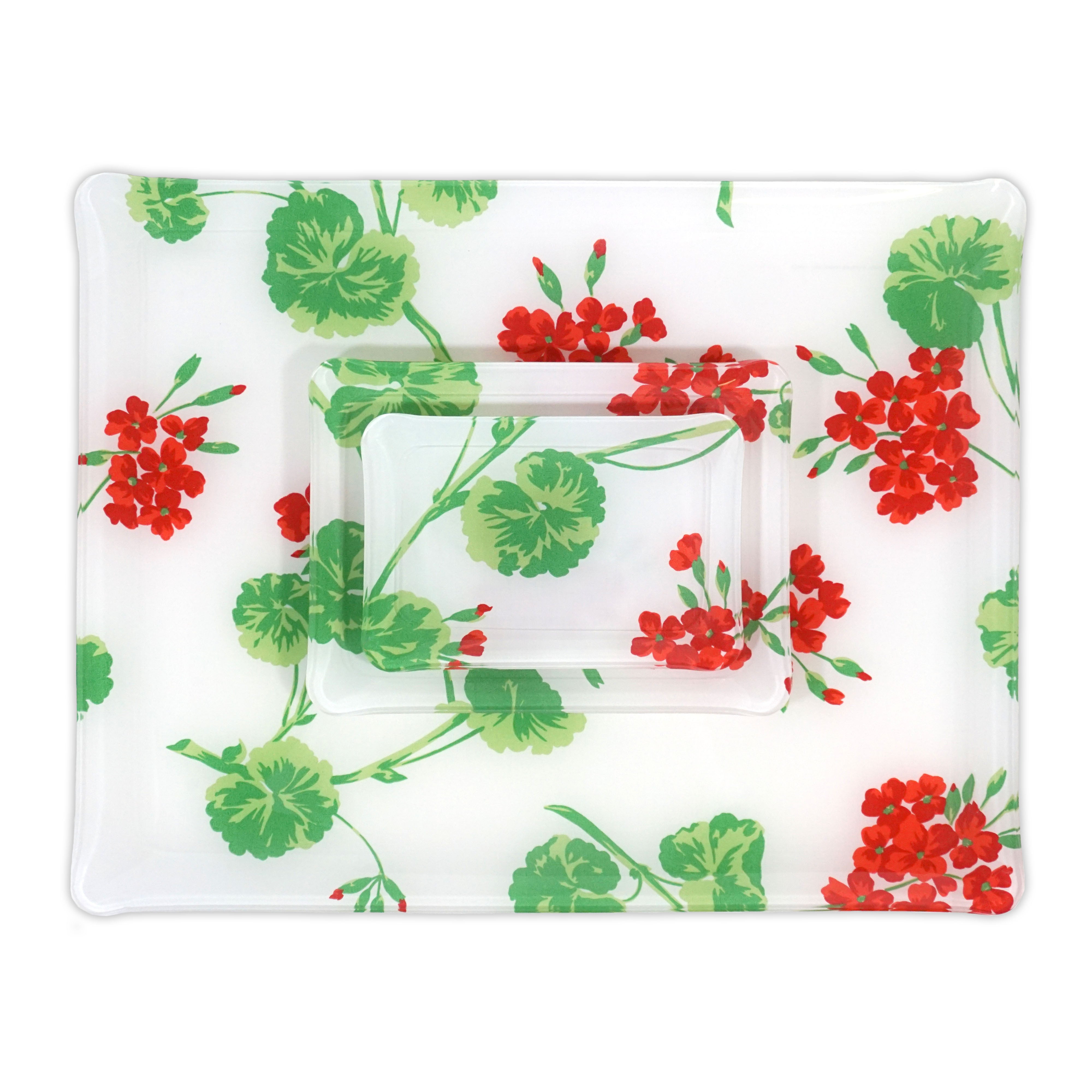 Géraniums Red Laminated Trays