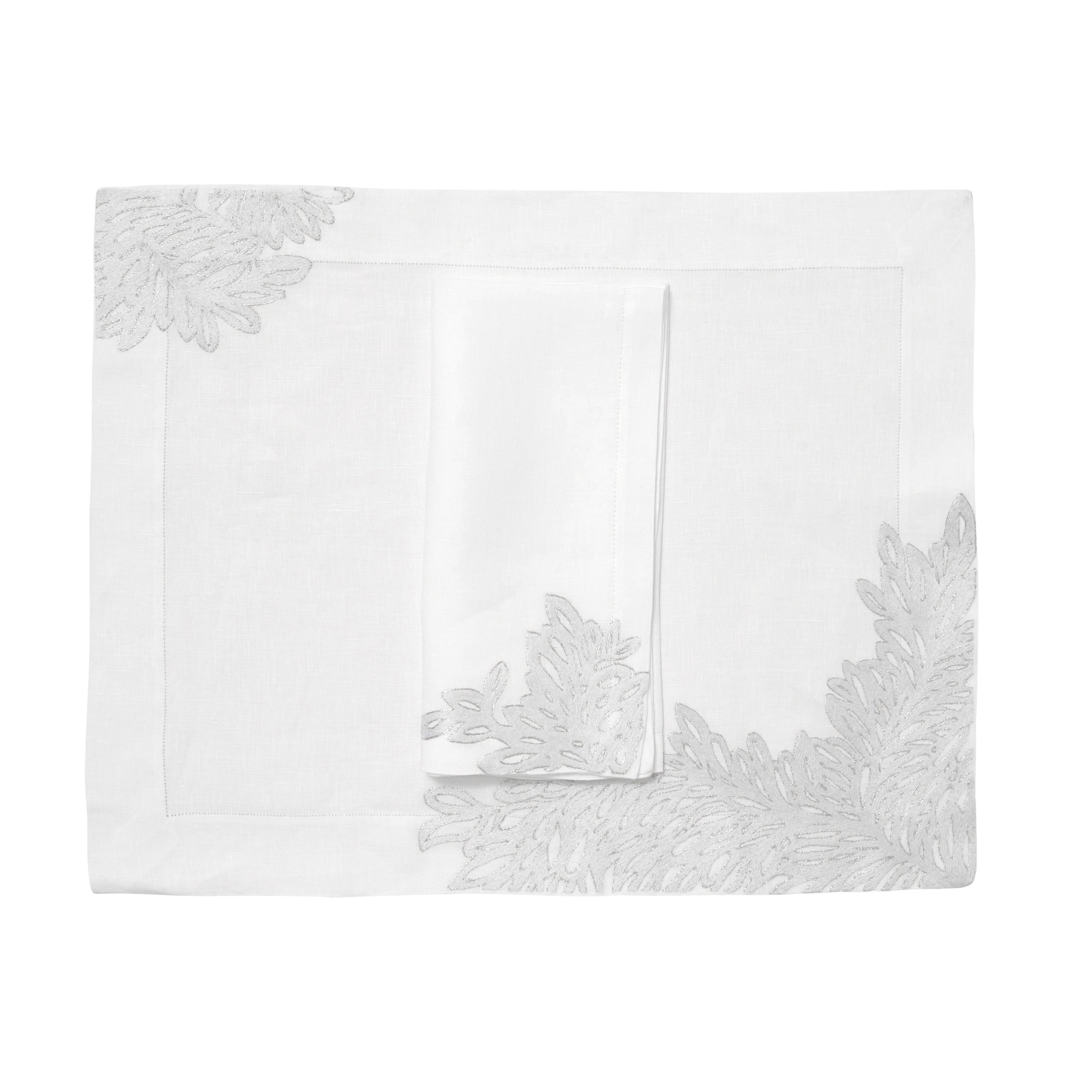 Givre d'Hiver Grey/Silver Emb. Placemat/Napkin Sets
