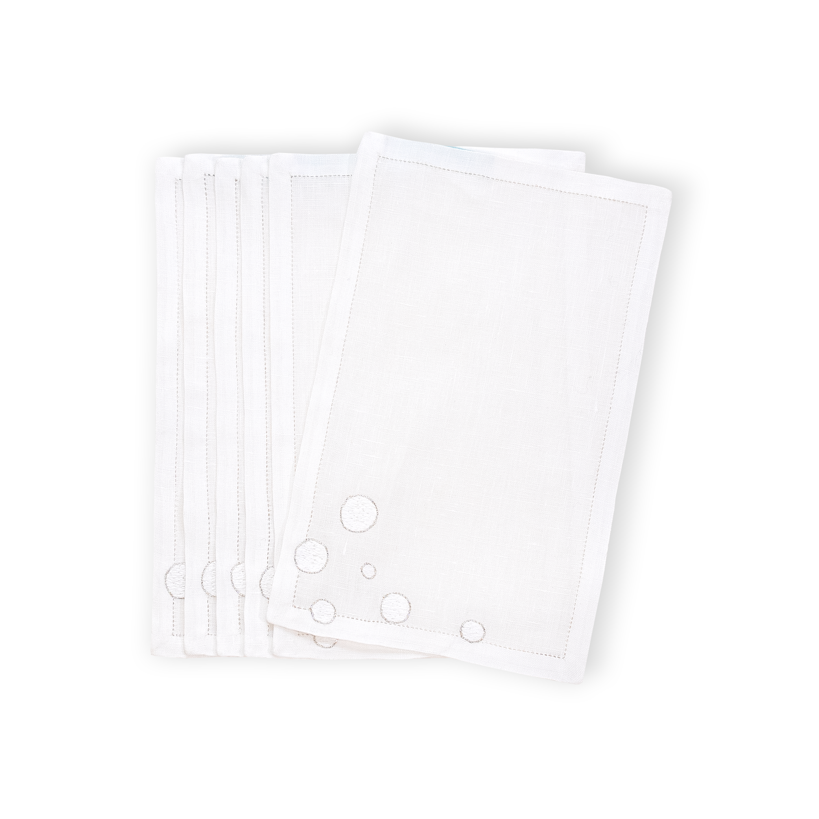 Confettis White Emb. Cocktail Napkin Sets