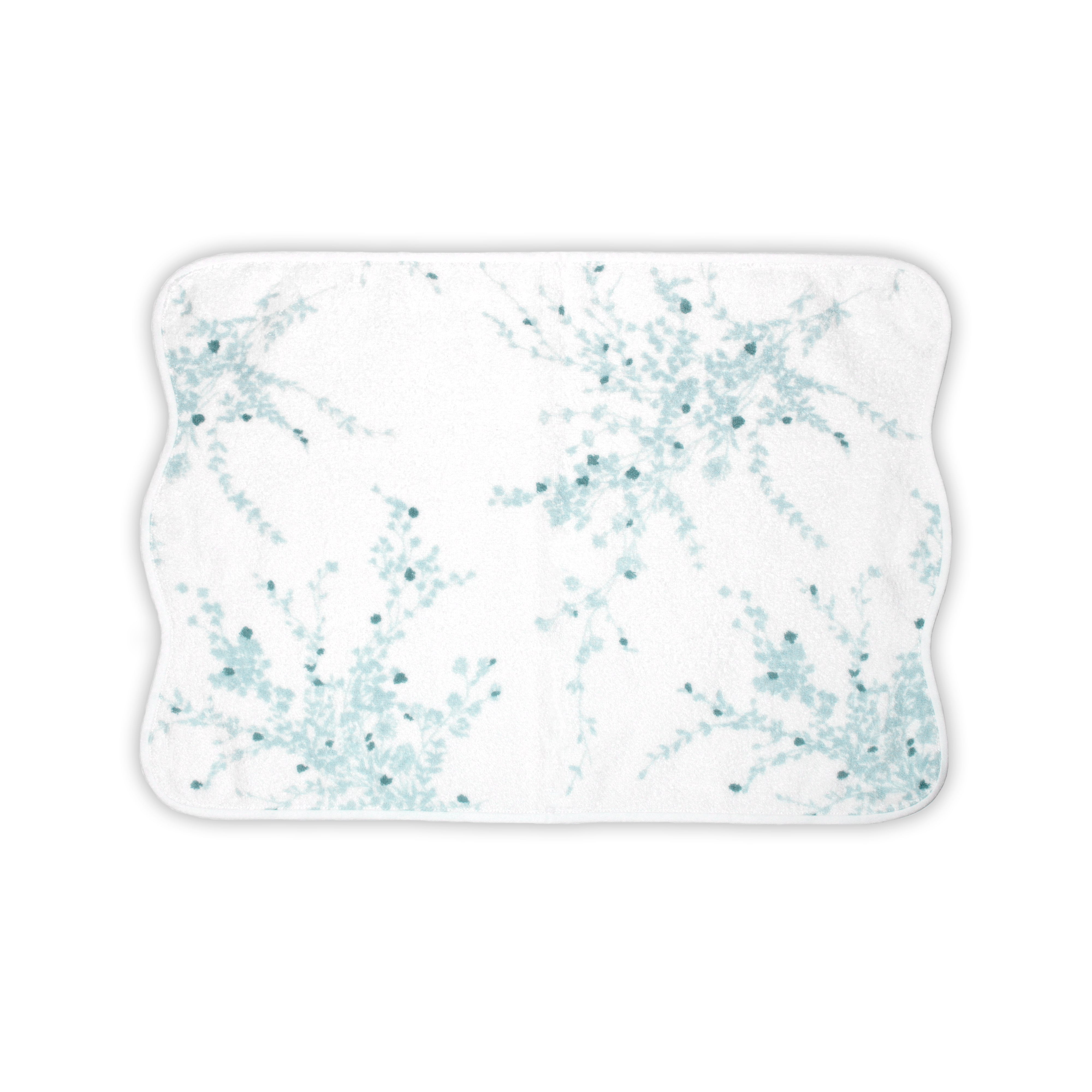 Printed light blue florals, Jete de Fleurs Print, Hand Towel on a solid white background.