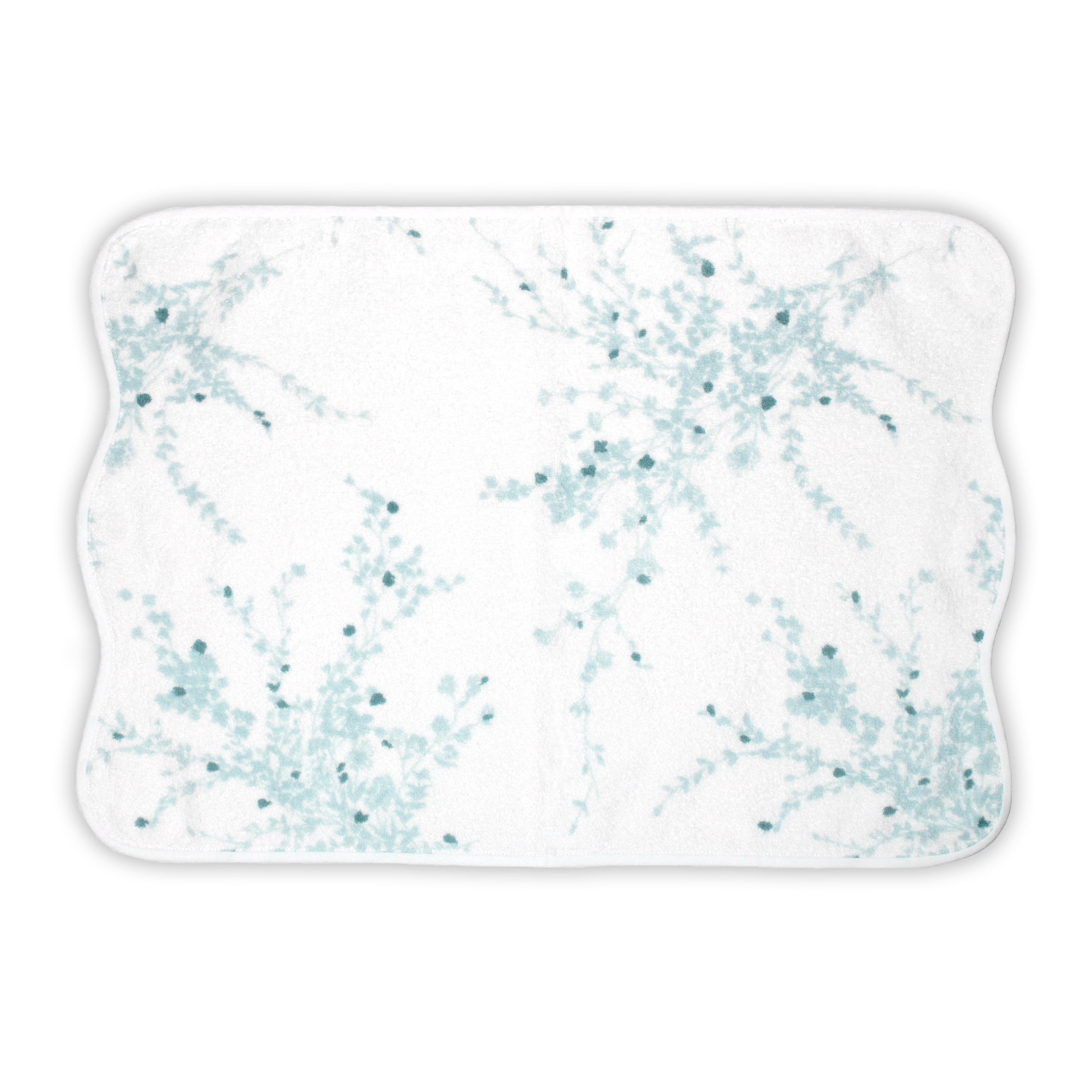Printed light blue florals, Jete de Fleurs Print, Hand Towel on a solid white background.