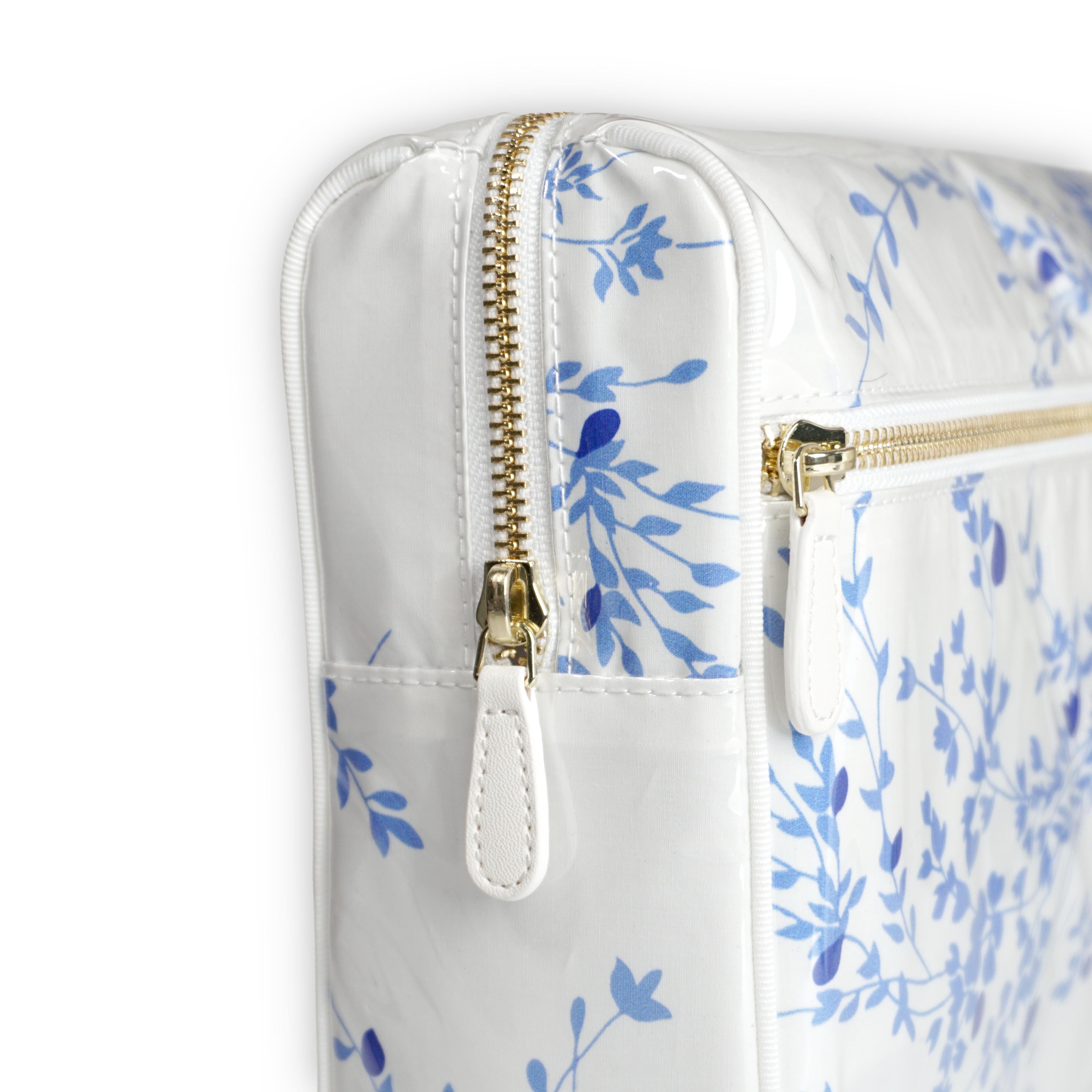 Jeté de Fleurs Blue Large Vinyl Cosmetic Bags