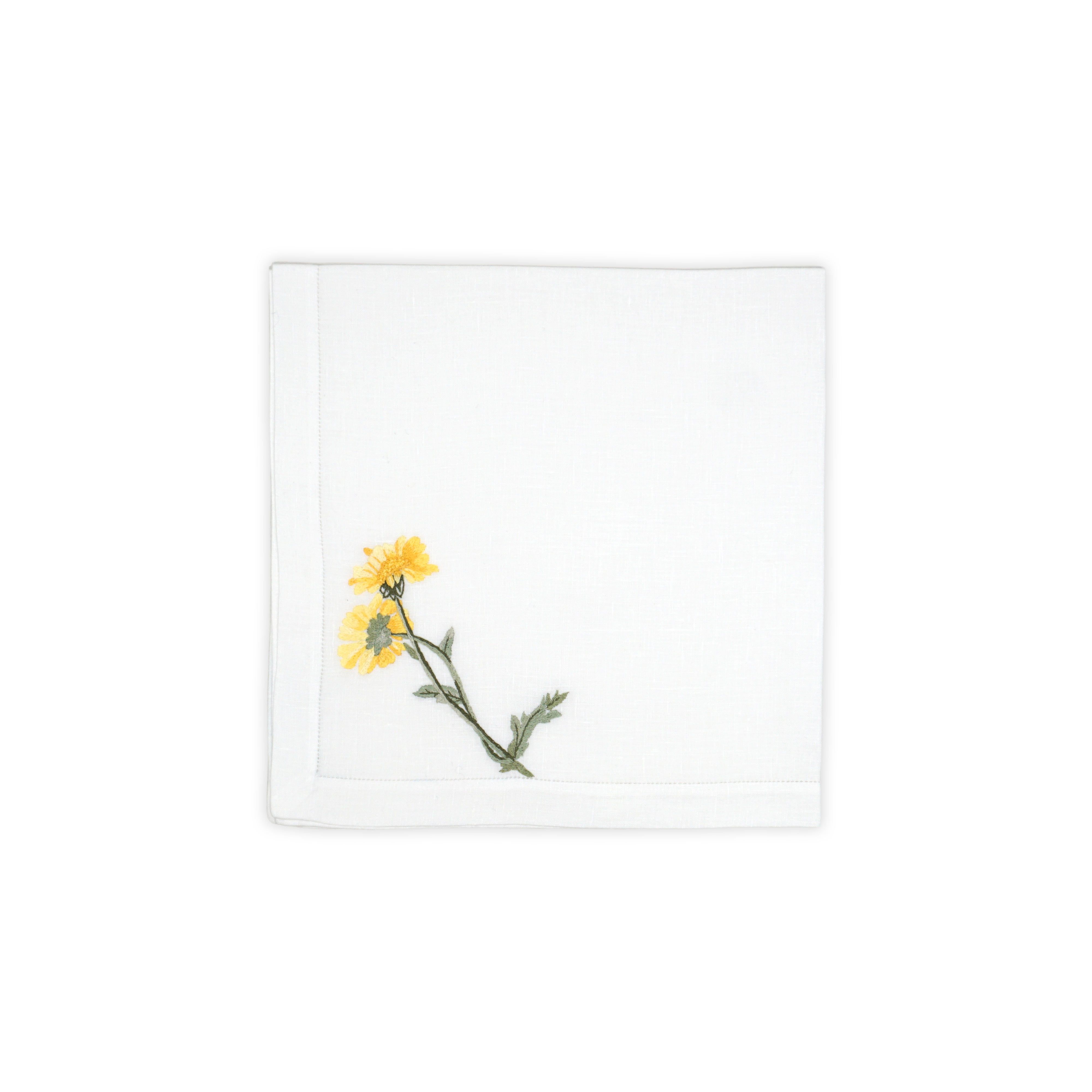 Marguerites Yellow Round Emb. Placemat/Napkin Sets