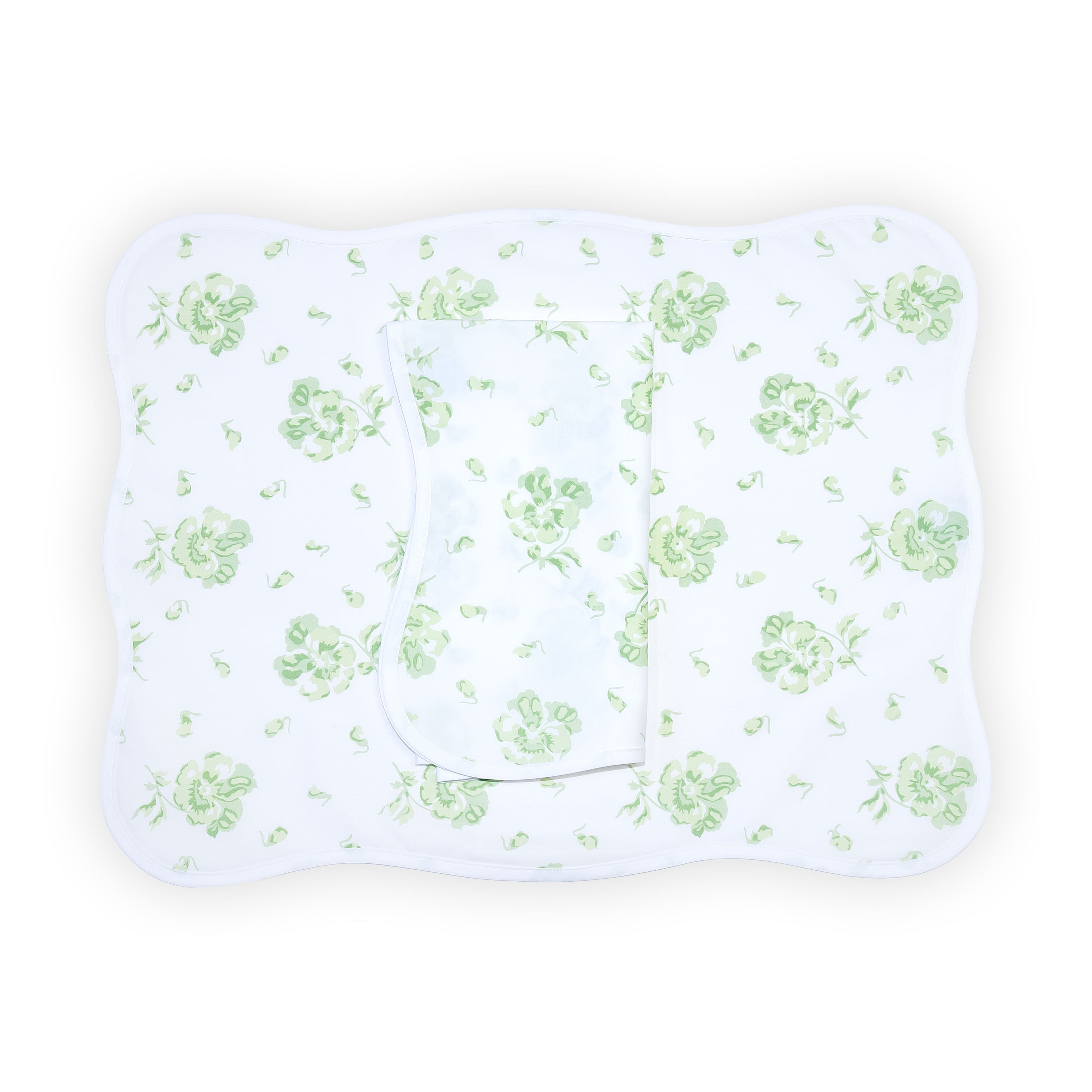 Pensées Soft Green Printed Placemat/Napkin Sets