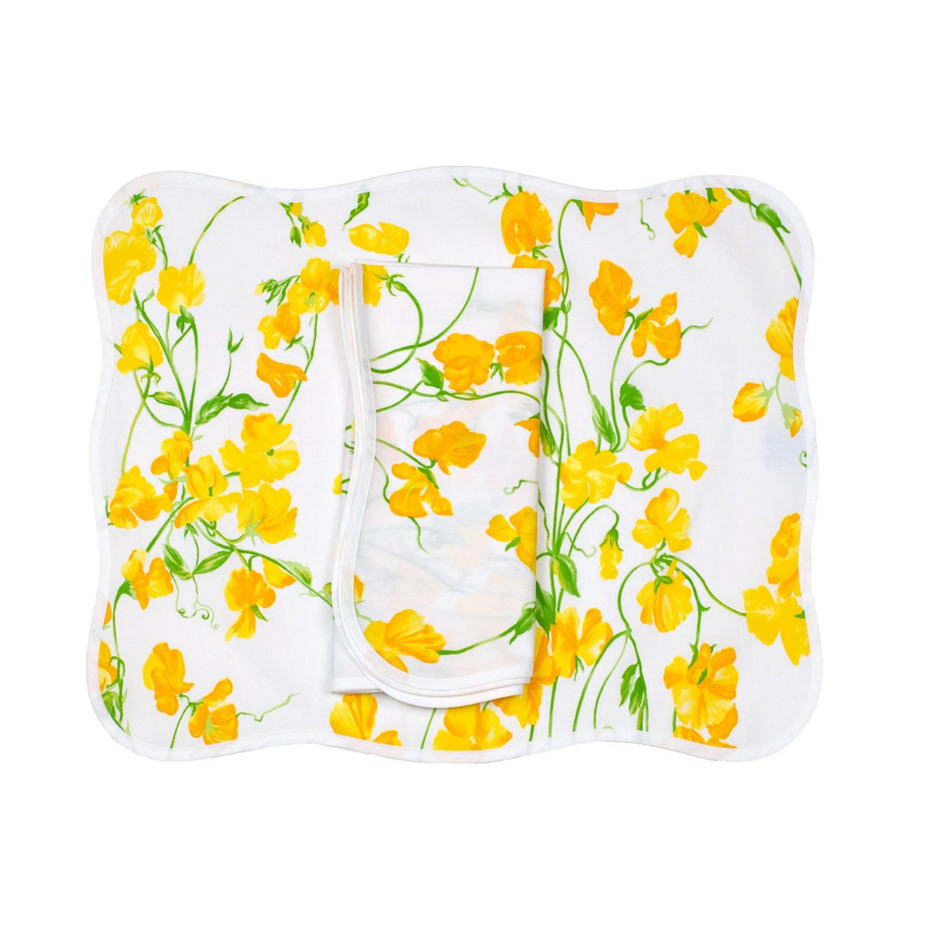 Pois de Senteur 黄色印花餐垫/餐巾套装