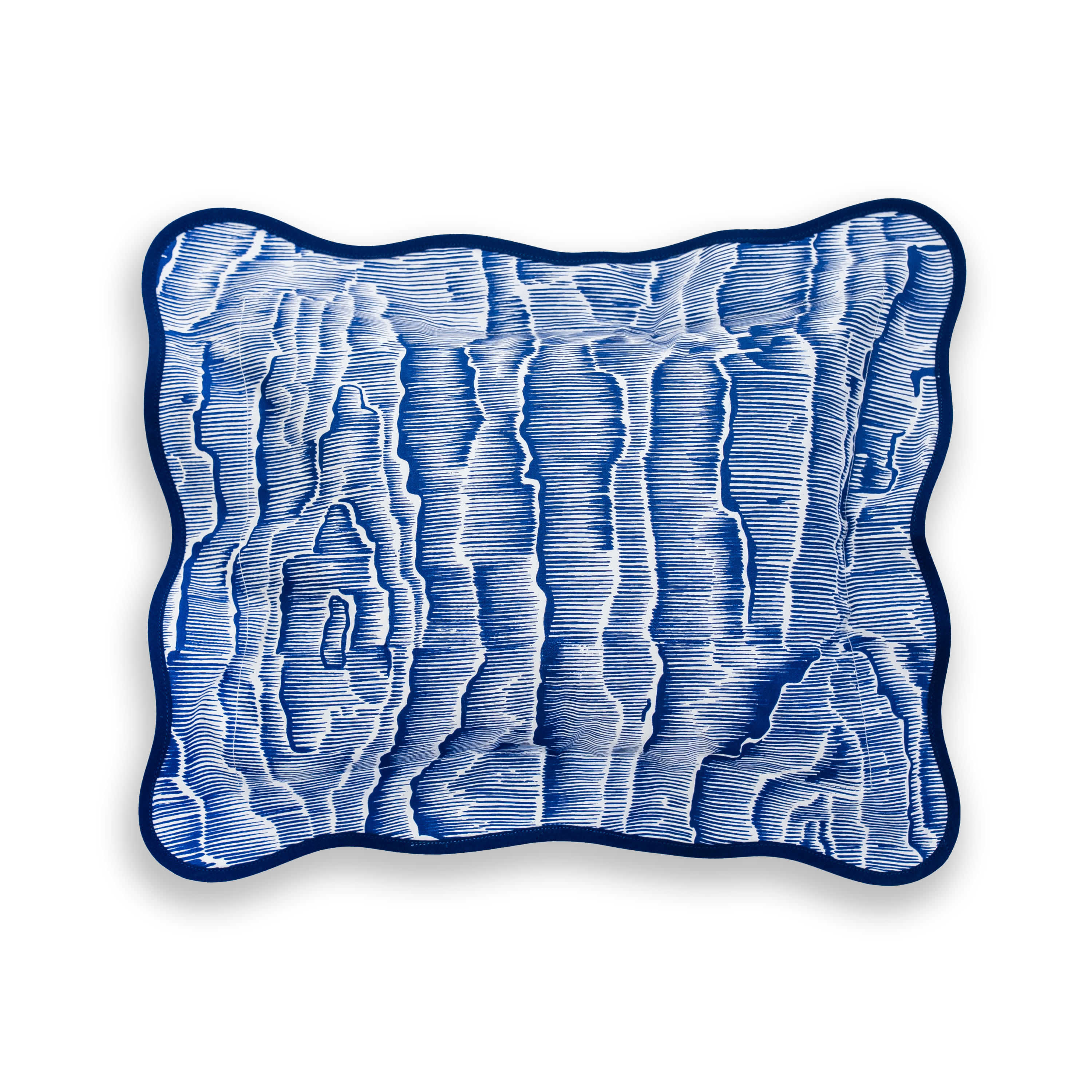 Bois de Moire navy elbow sham with navy bias