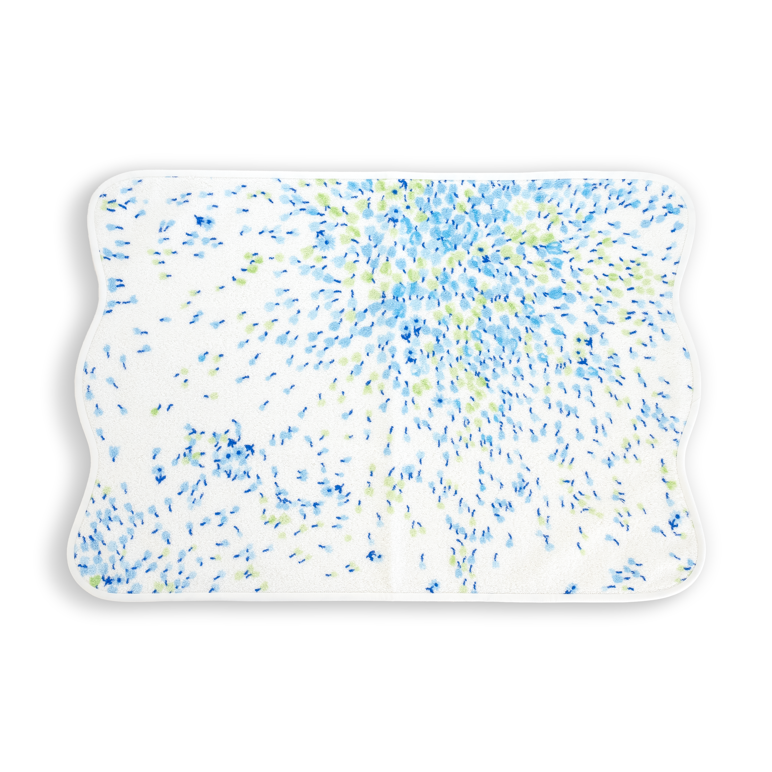 Hand Towel of blue and green floral print, Bouquet Eclate