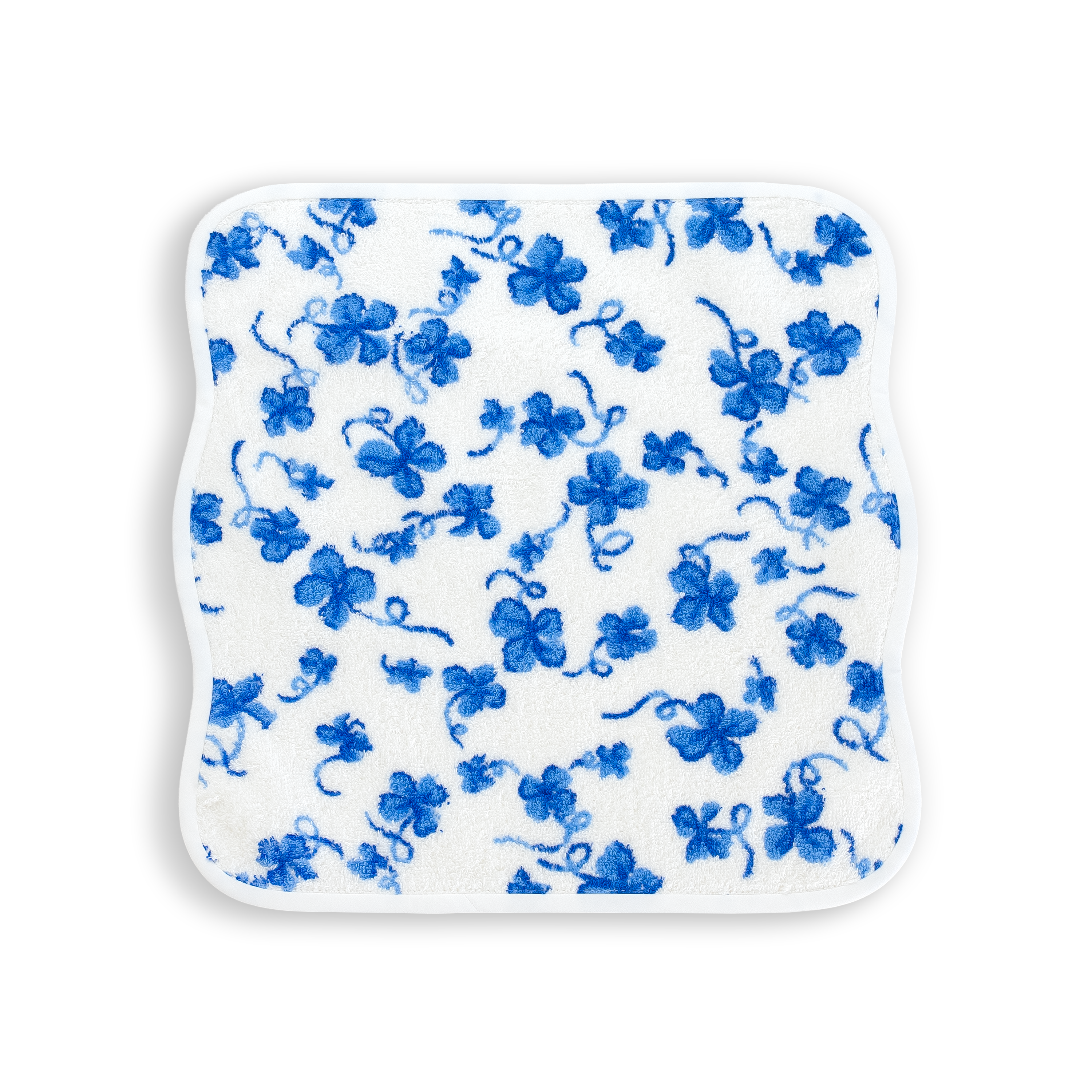 Washcloth of blue clovers