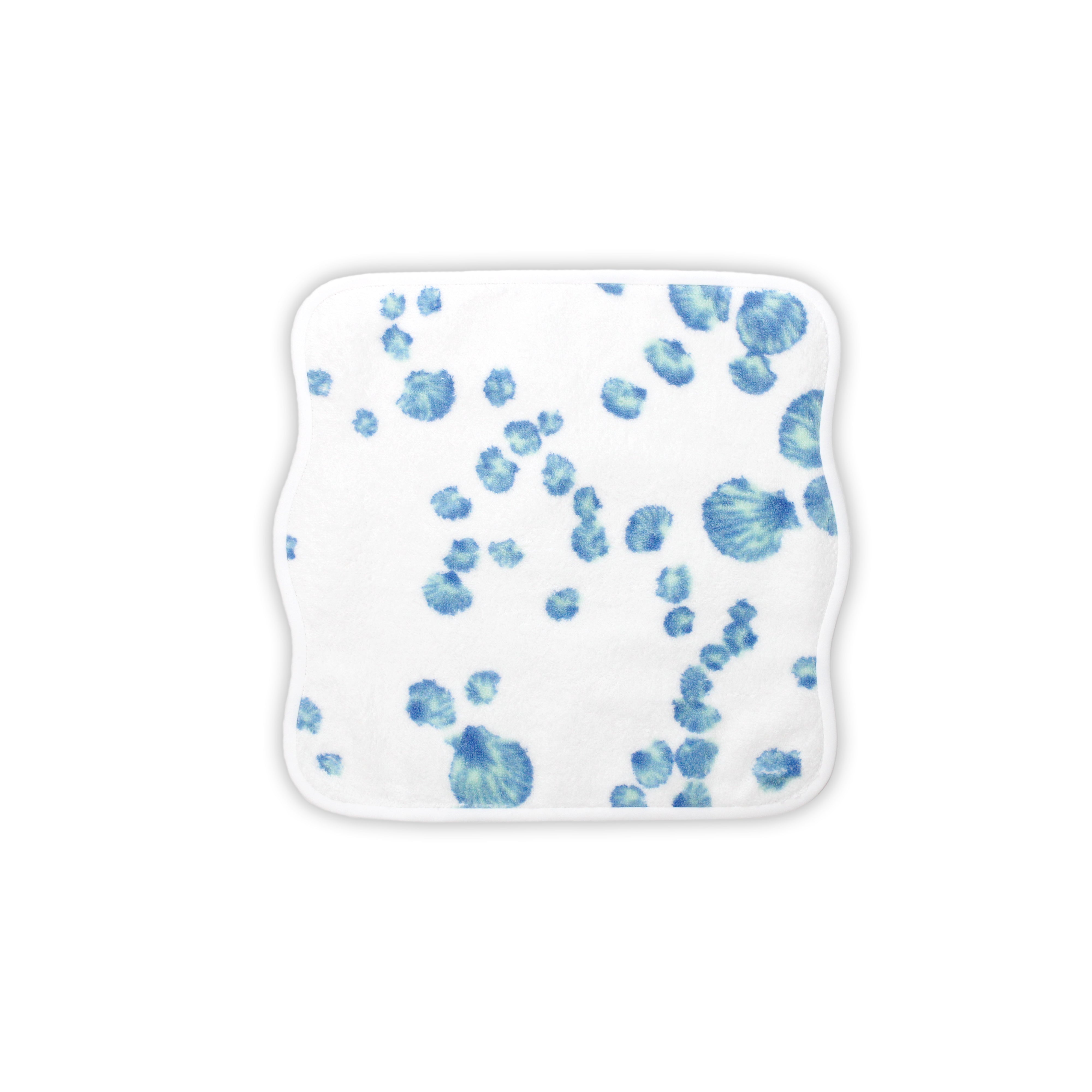 Printed blue Shells Print, Washcloth on a solid white background.