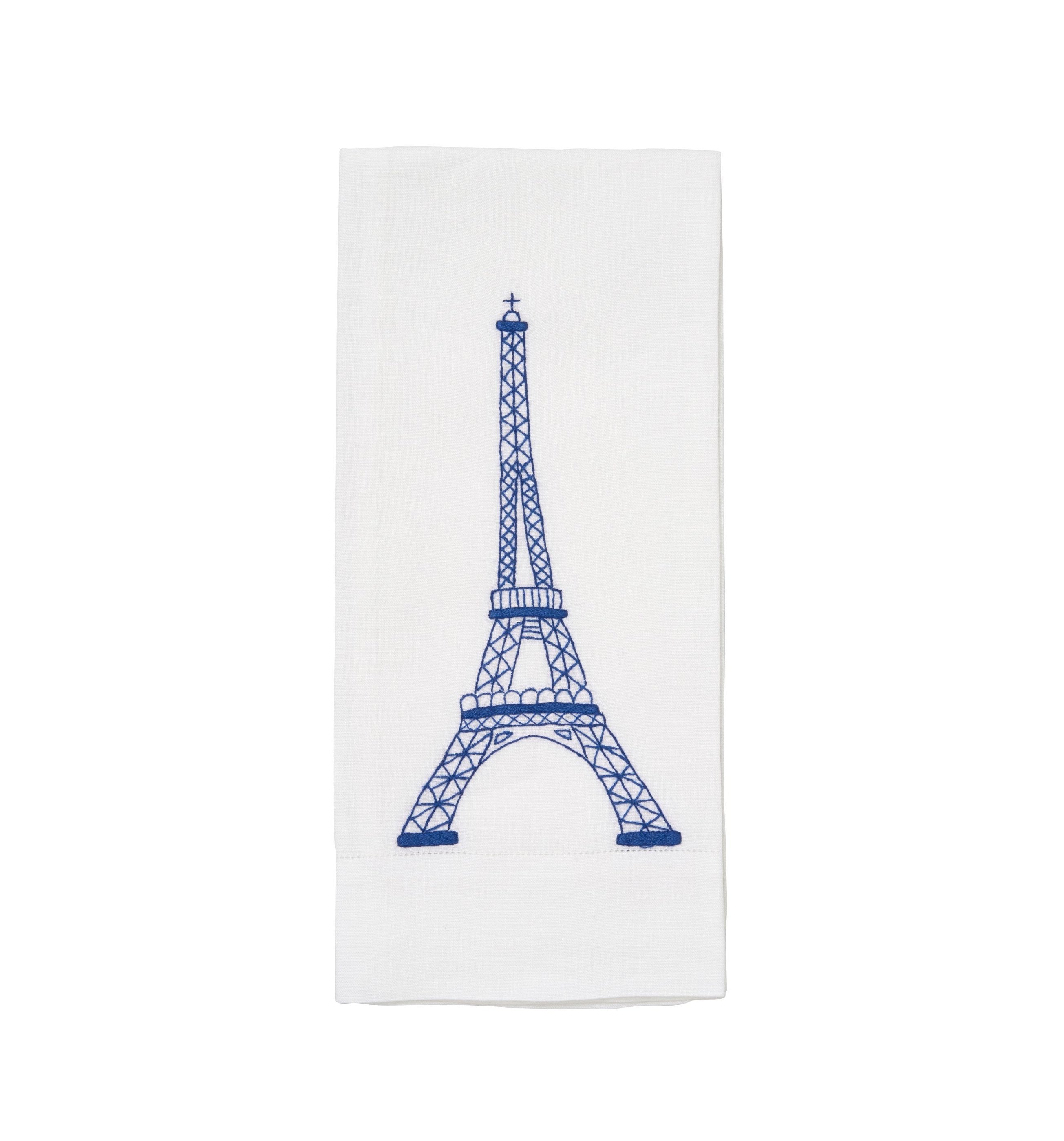 Eiffel Tower Royal Blue Emb. Guest Towels