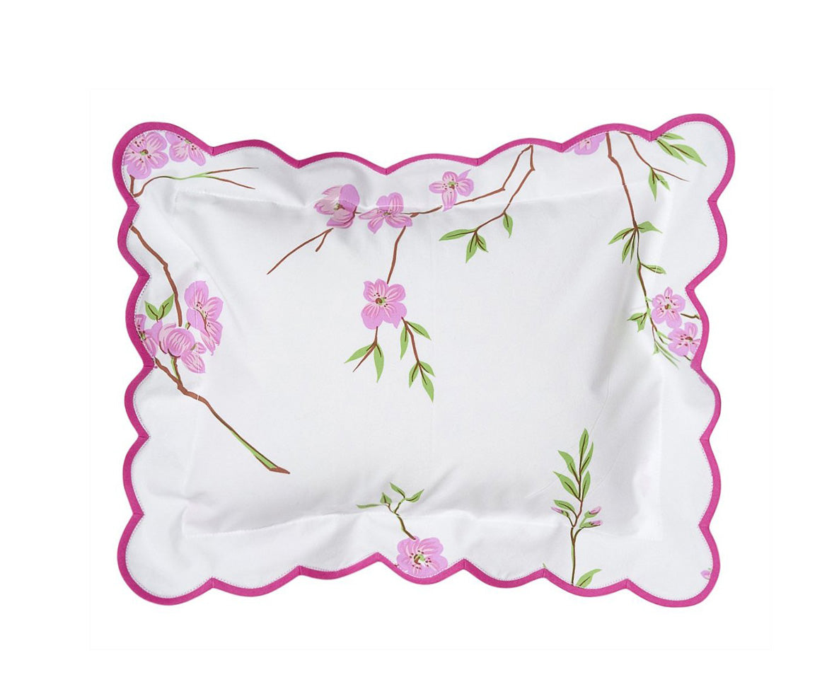 Fleurs de Pêcher Pink Scallop Elbow Sham