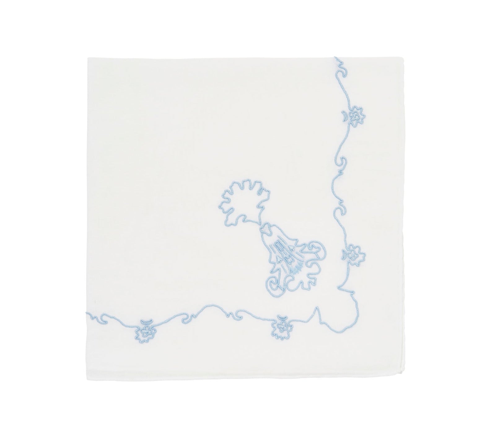 Embroidered Marie Antoinette Blue Handkerchief