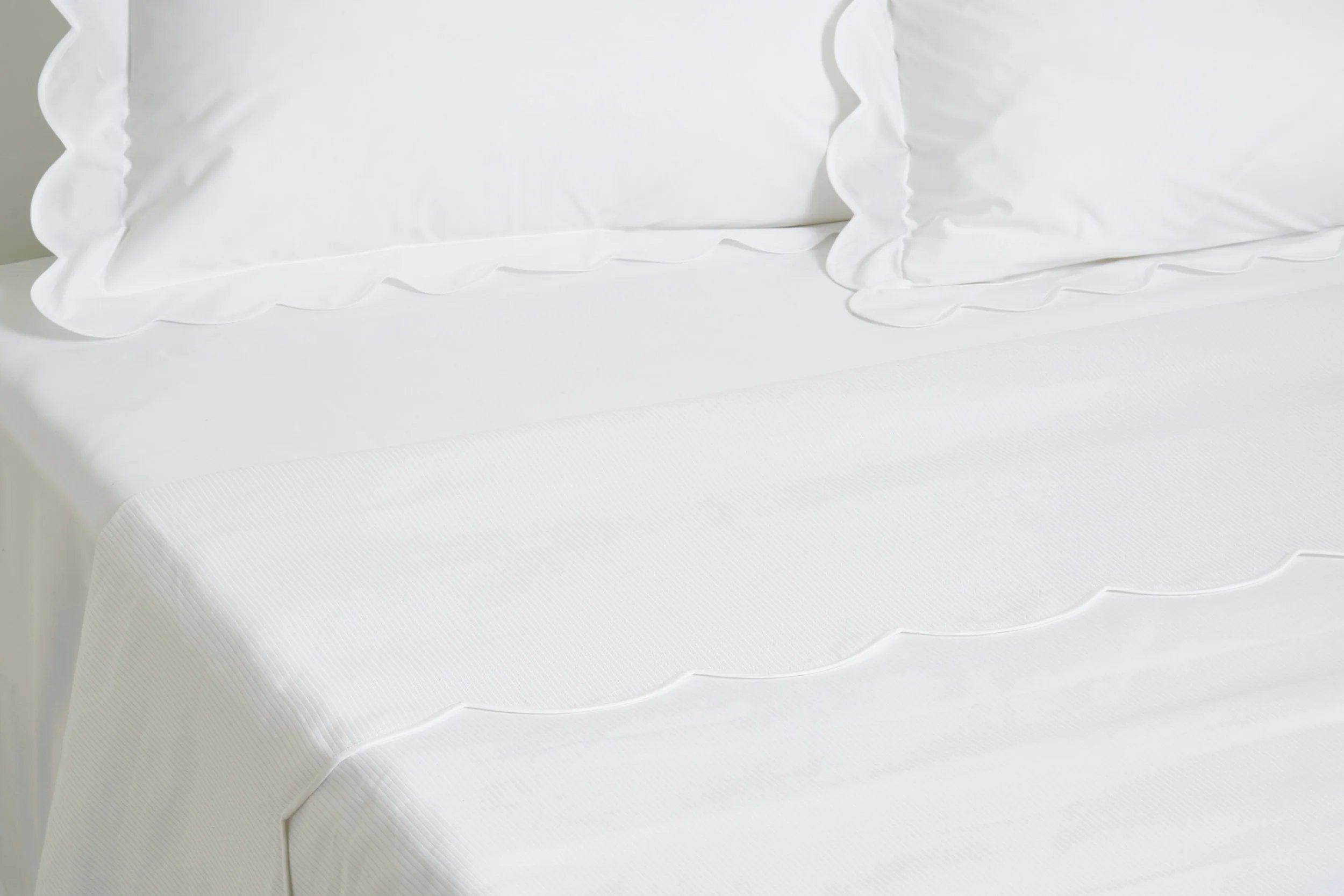 Côte de Cheval Scallop White Coverlet