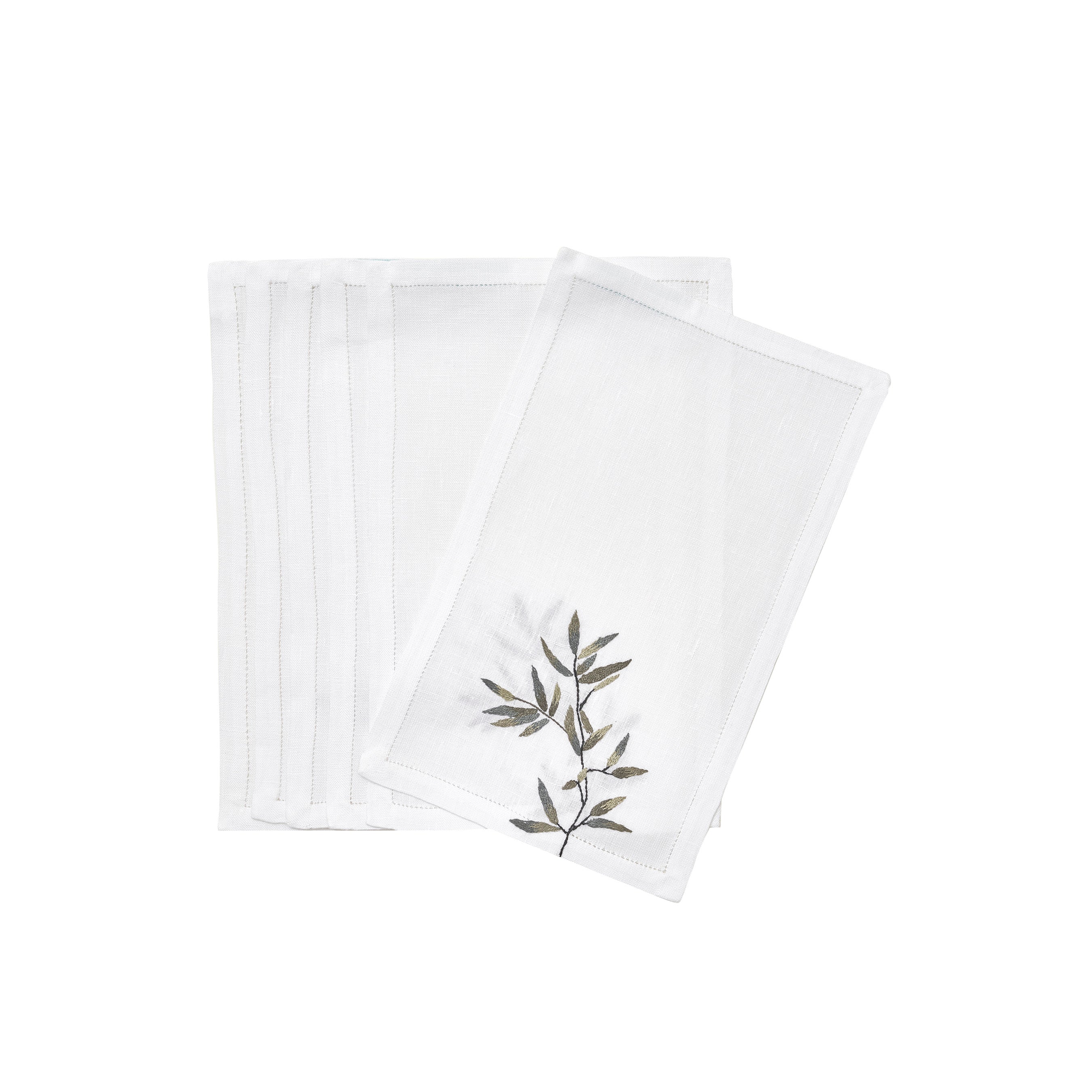Papyrus Dark Olive Emb. Cocktail Napkin Sets