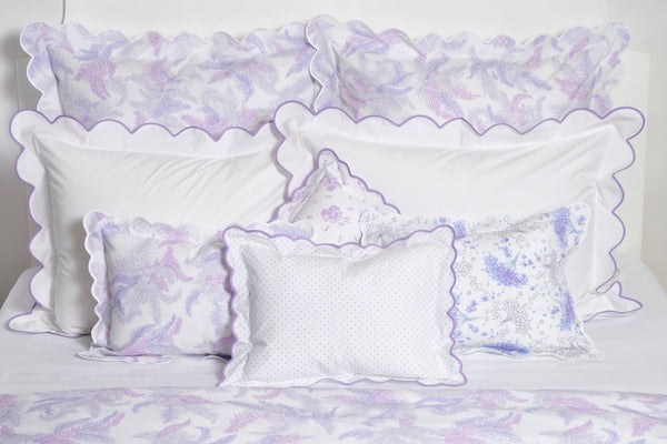 White with #229 Lilac Scallop Bed Linens