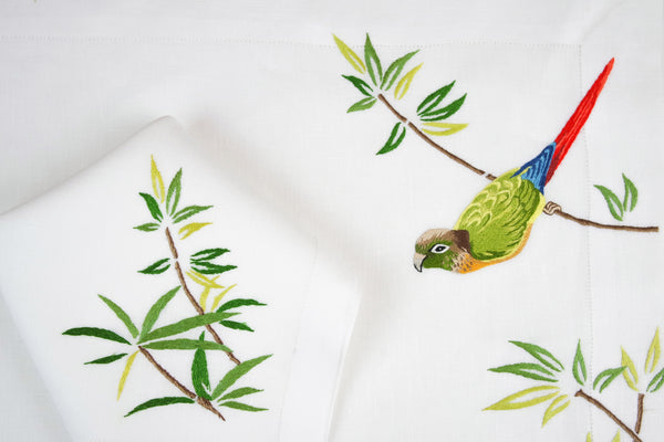 Jungle Bird Bambou Emb. Placemat/Napkin Set