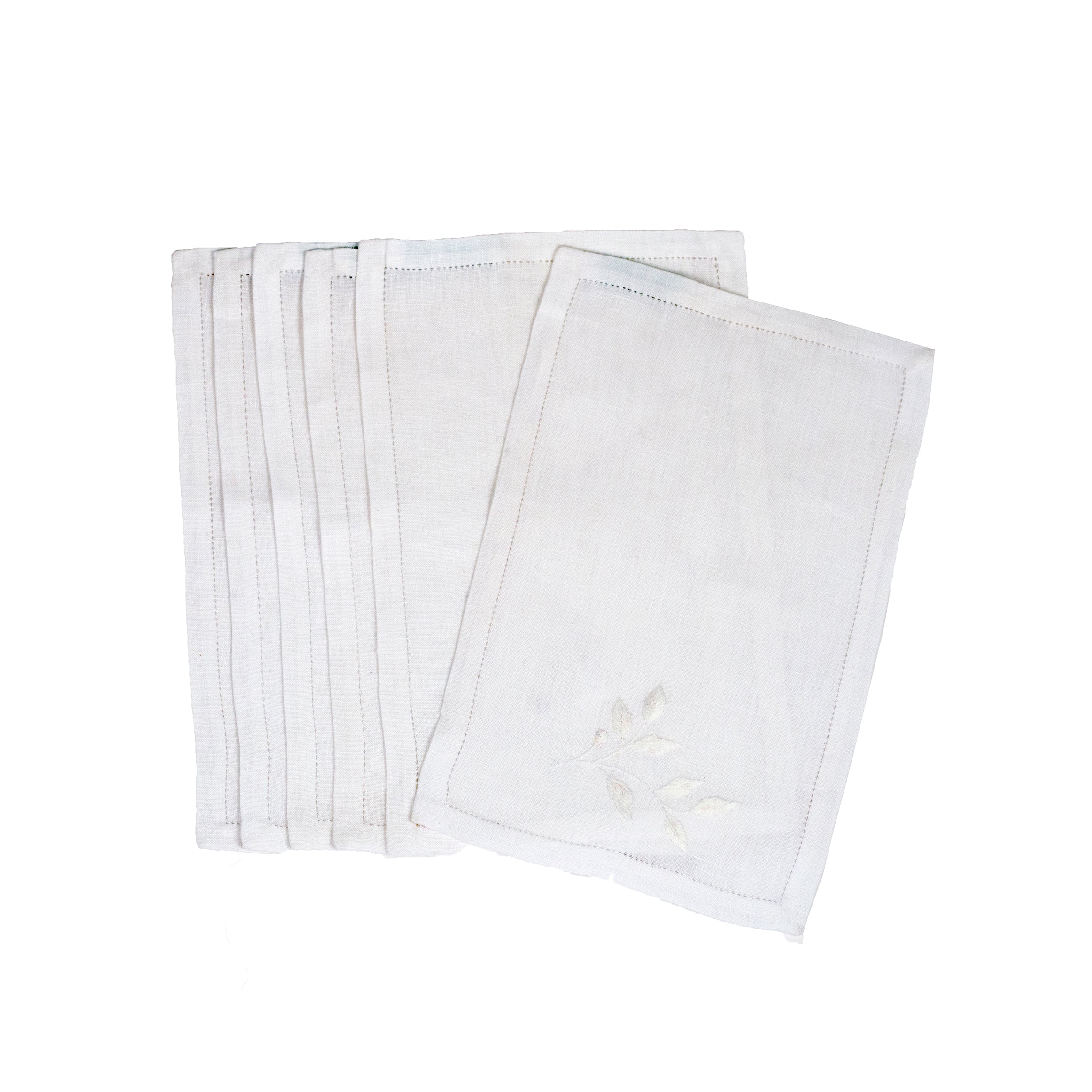 Feuilles d'Olivier 白嵌入。鸡尾酒餐巾套装