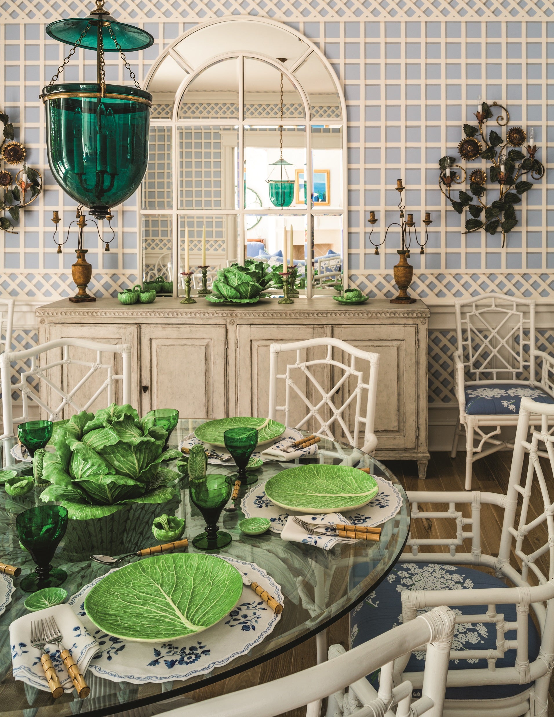 Mers de Chine 蓝色 Emb。圆形餐垫/餐巾套装