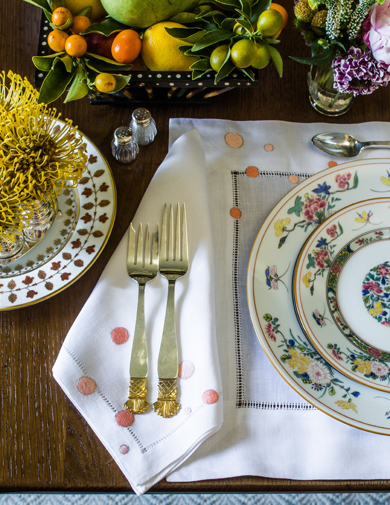 Confettis Coral Emb. Placemat/Napkin Sets