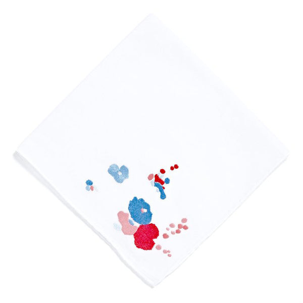 Embroidered Demoiselles Red/Blue Handkerchief