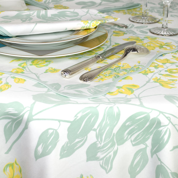 Glycines Green/Yellow Printed Tablecloths