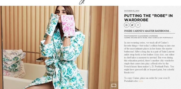 Carine Roitfeld loves D. Porthault terry