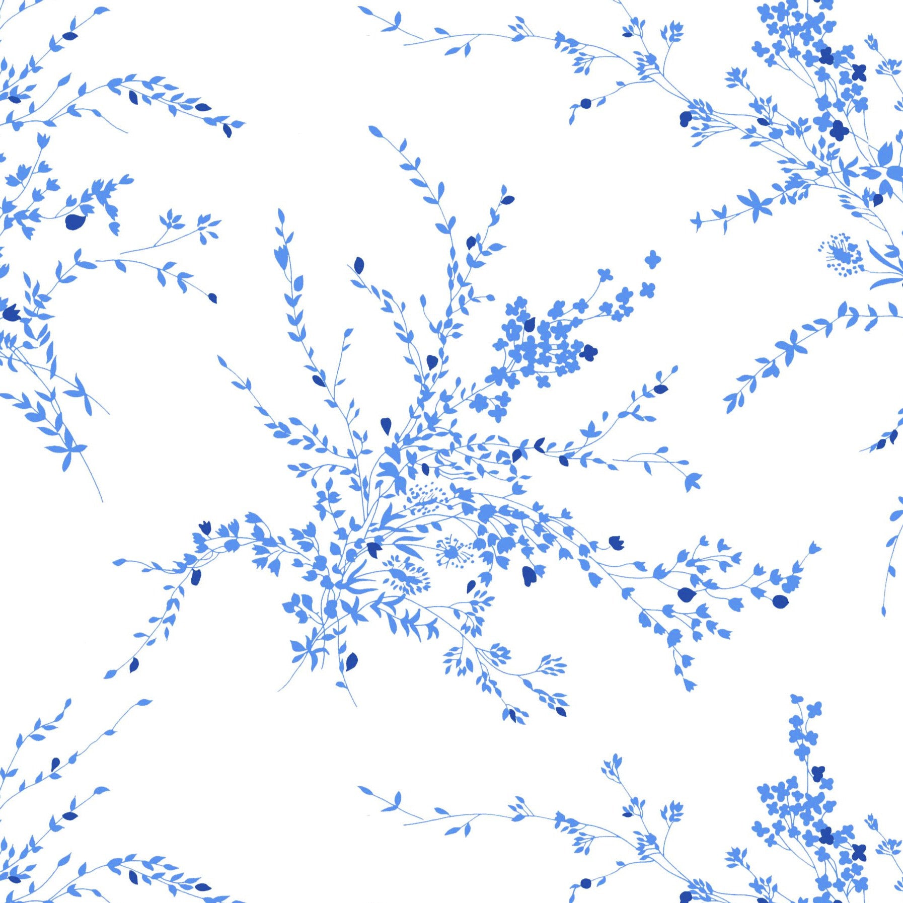 D.Porthaultディ.ポルトー青と白の花柄 フリル付きクッション大小2個 Jeté de Fleurs Blue Bed Linens