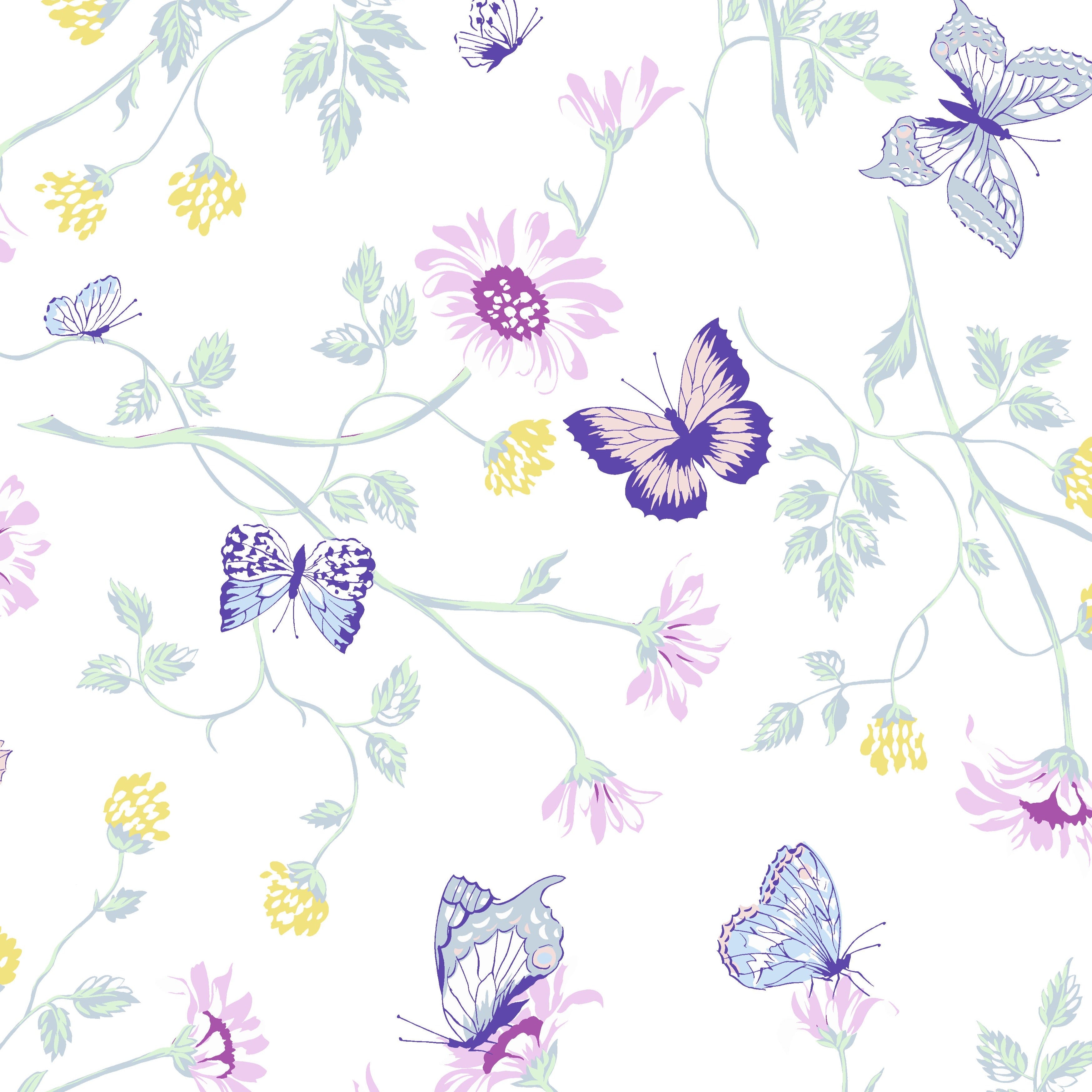Fleurs et Papillons ブルーのベッドリネン