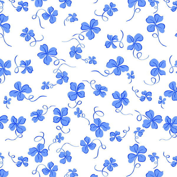 D.Porthaultディ.ポルトー青と白の花柄 フリル付きクッション大小2個 D