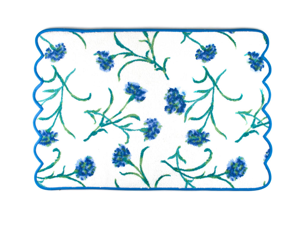 Carnations Blue/Green Towels (Scallop Blue)