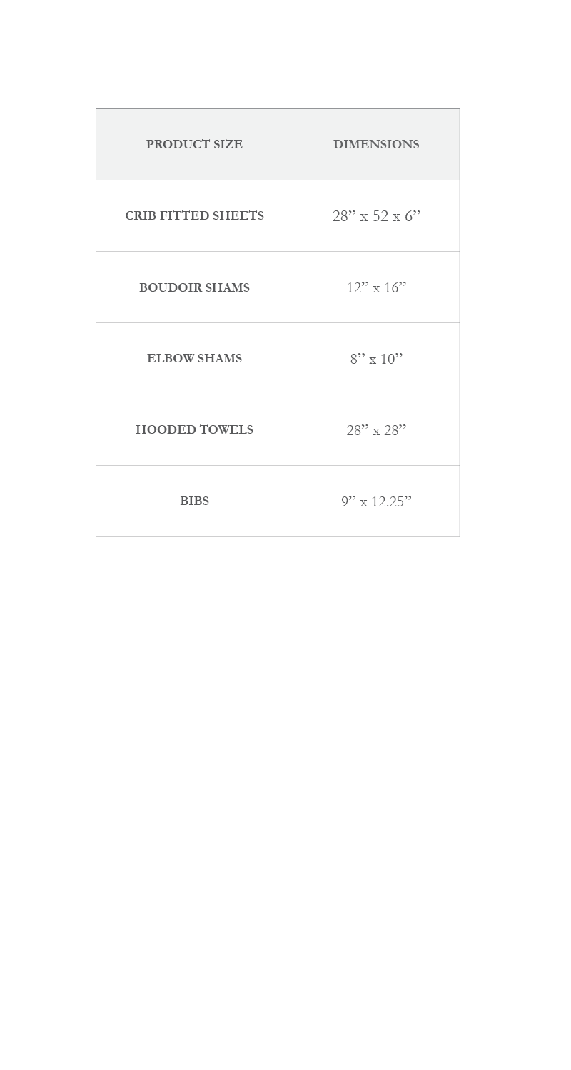 Size Chart for Baby Items
