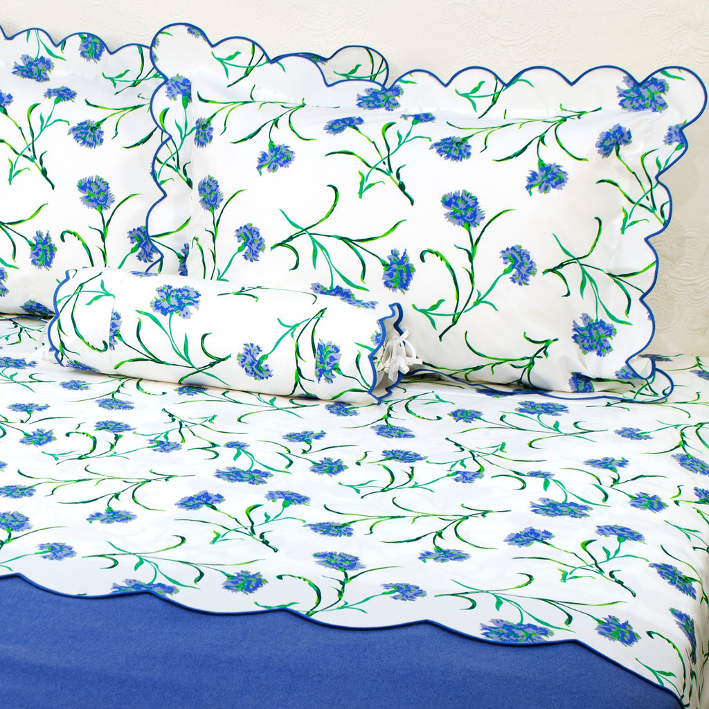 Carnations Blue/Green Bed Linens