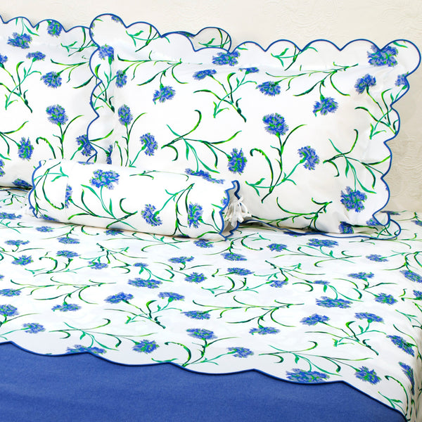 Carnations Blue/Green Bed Linens