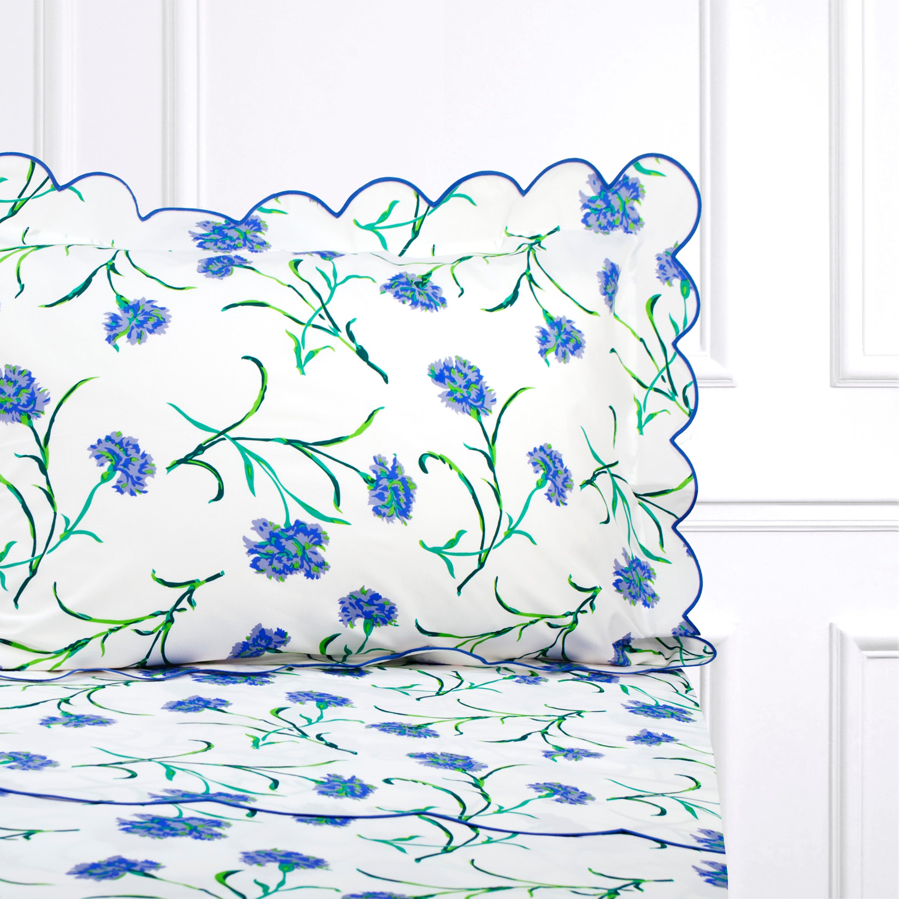 Carnations Blue/Green Bed Linens