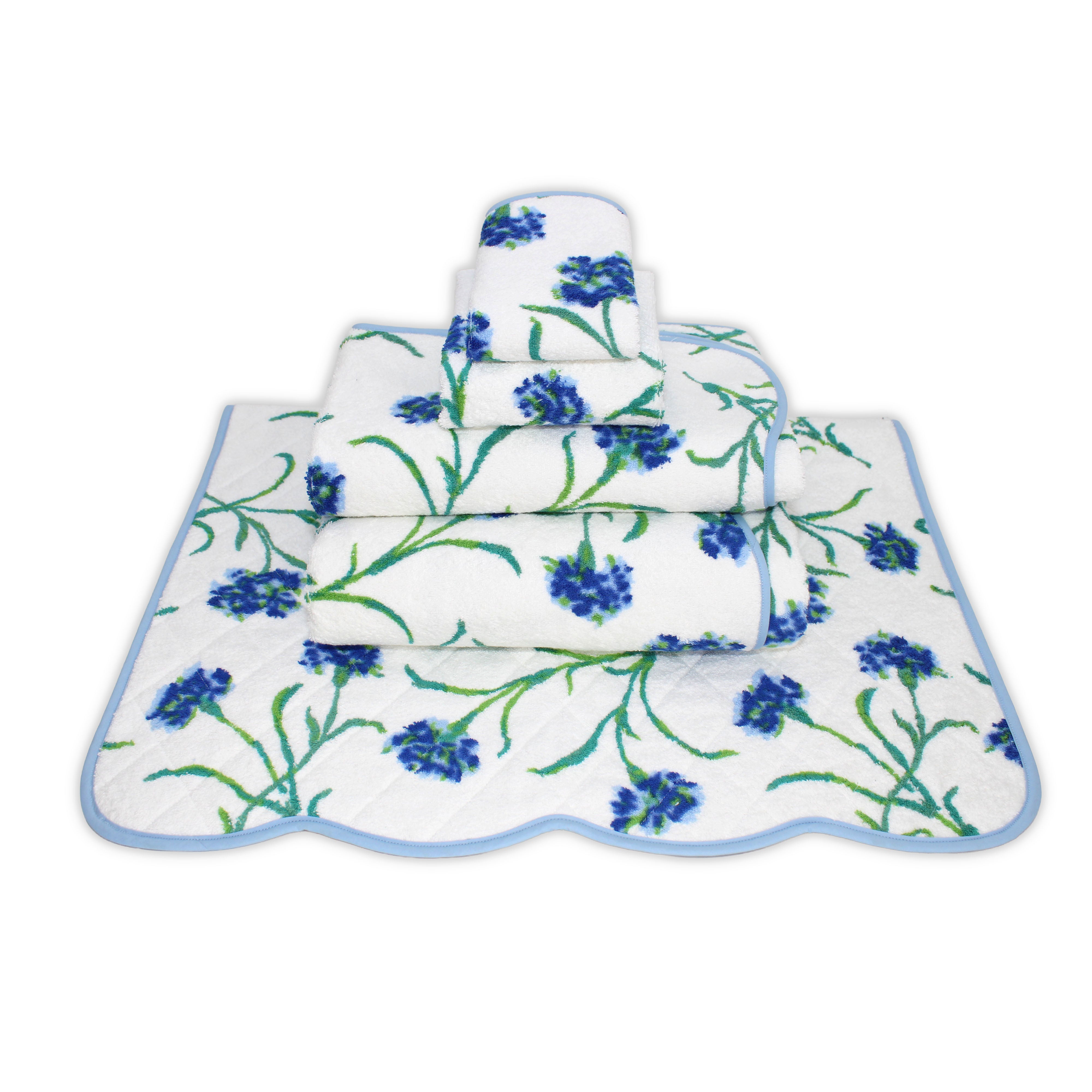 Carnations Blue/Green Towels