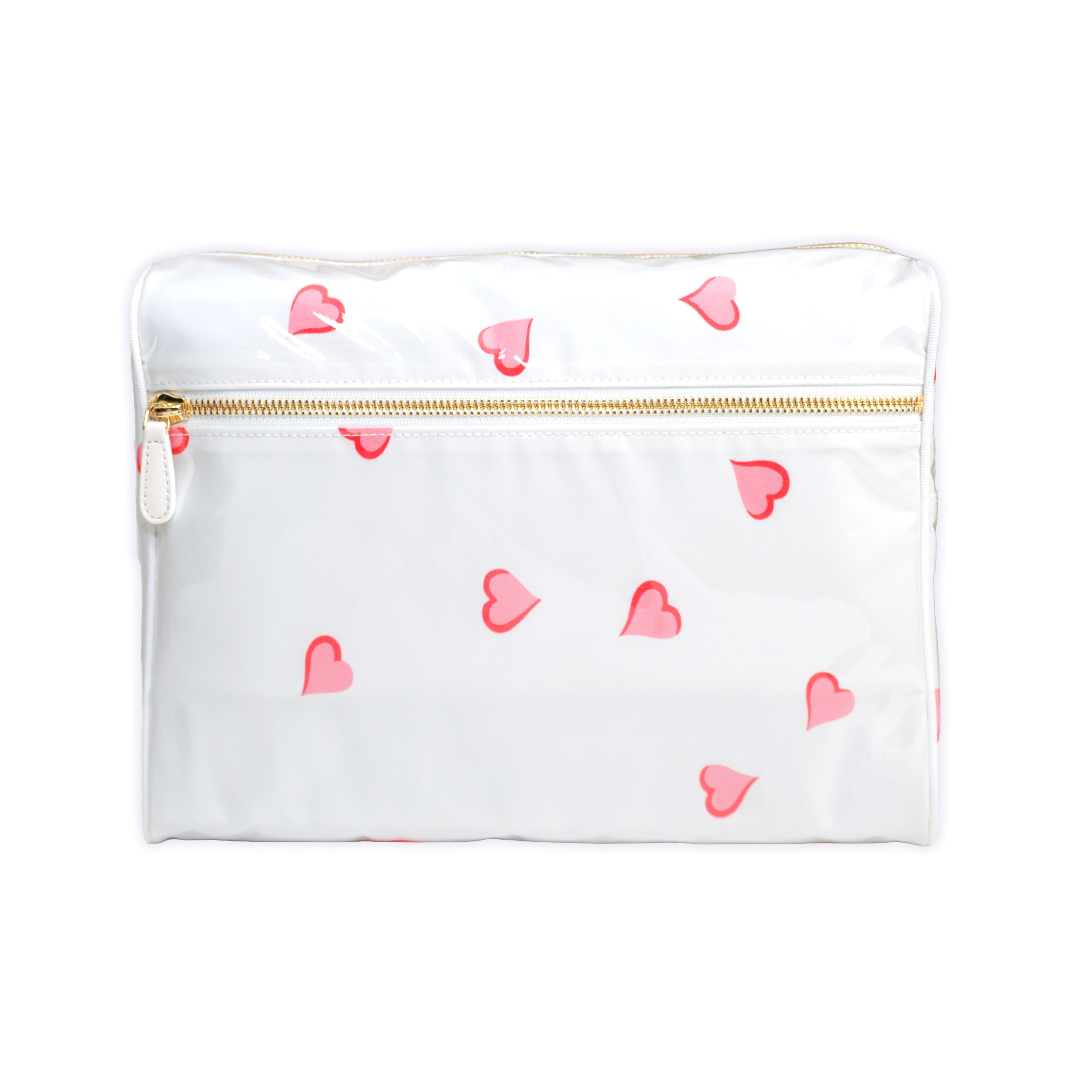 Coeurs Pink Large Vinyl Cosmetic Bags