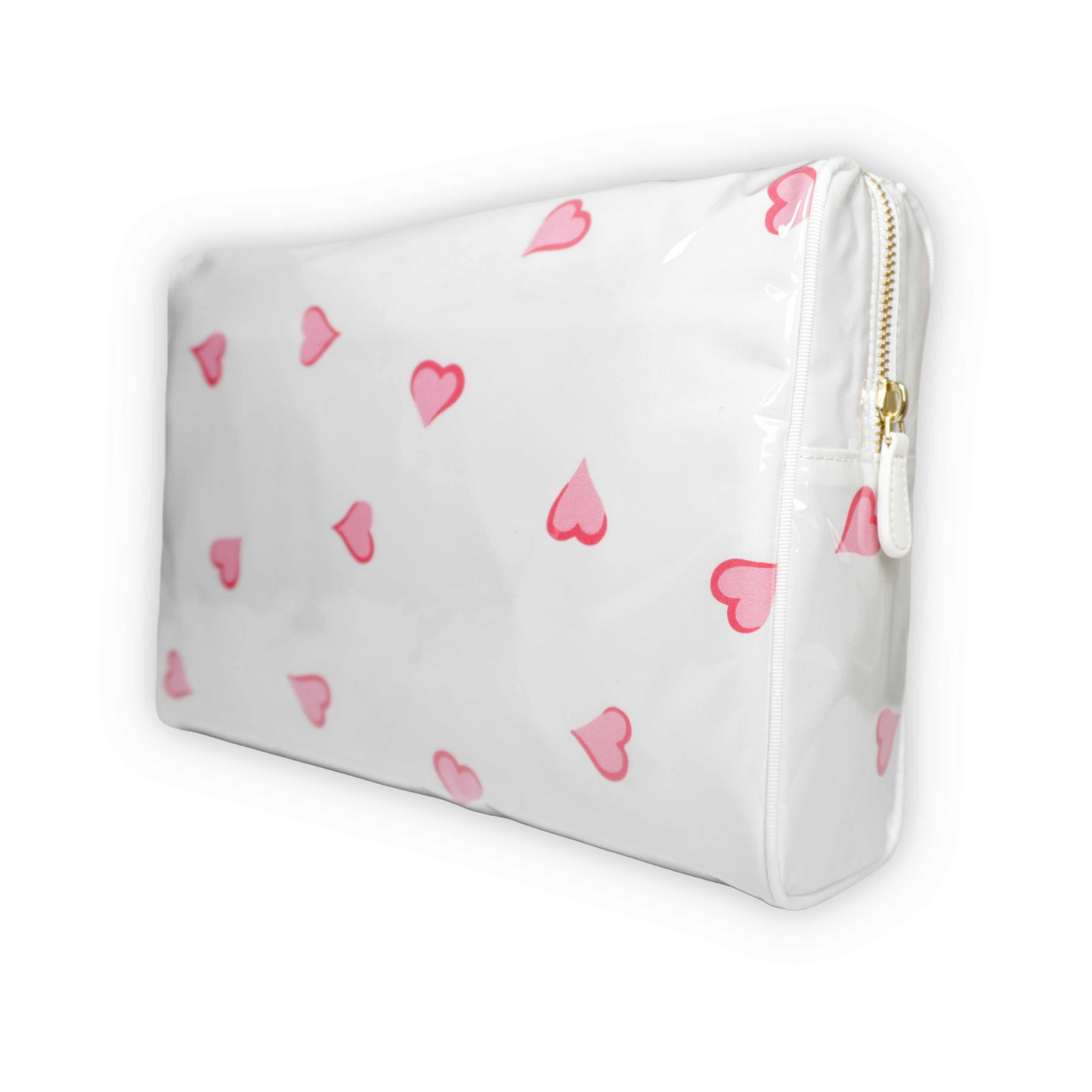 Coeurs Pink Large Vinyl Cosmetic Bags